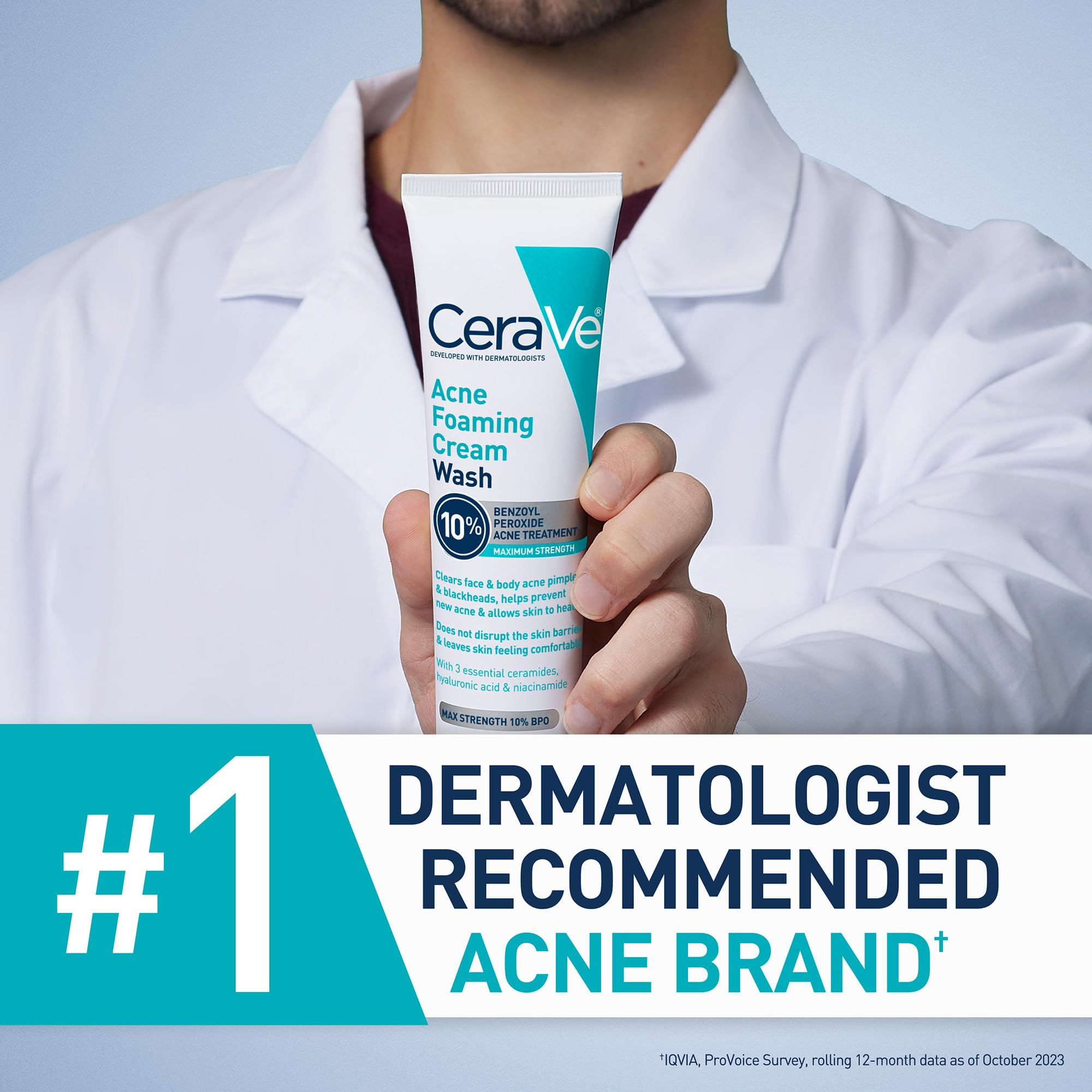 CeraVe Acne Foaming Cream Wash, 10% Benzoyl Peroxide Facial Cleanser - CeraVe Official Product View 9