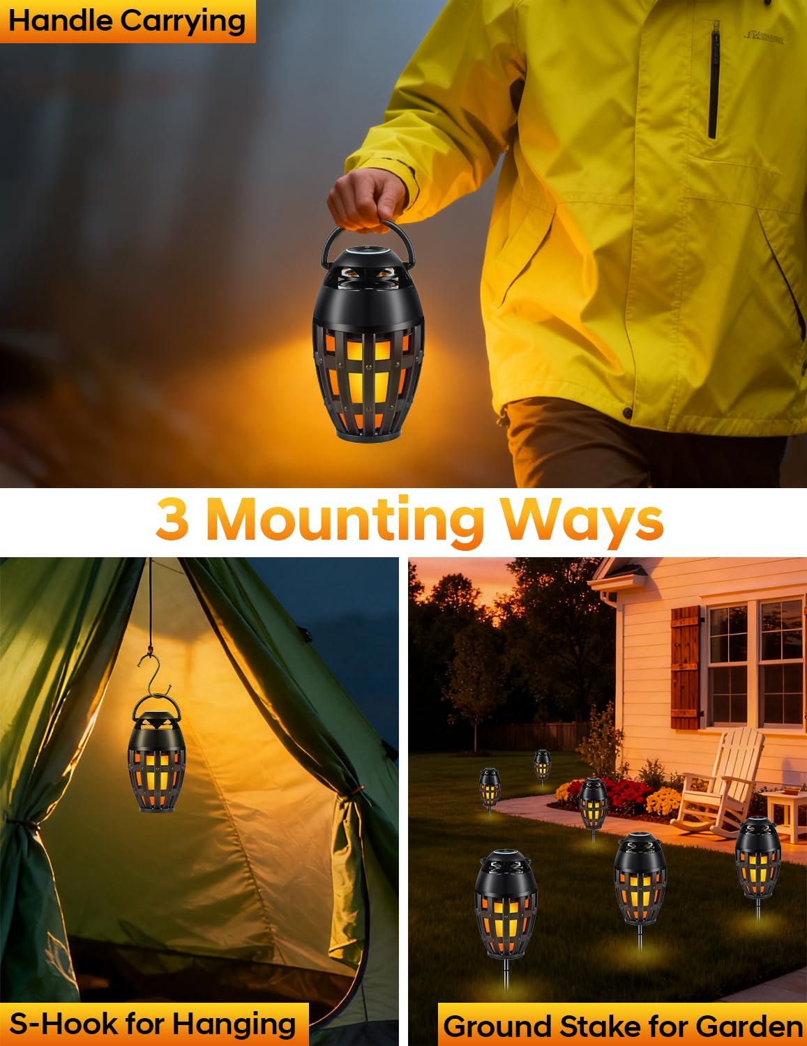 Dehikewell Outdoor Bluetooth Speakers with LED Flame Effect & Color Ch - View 6