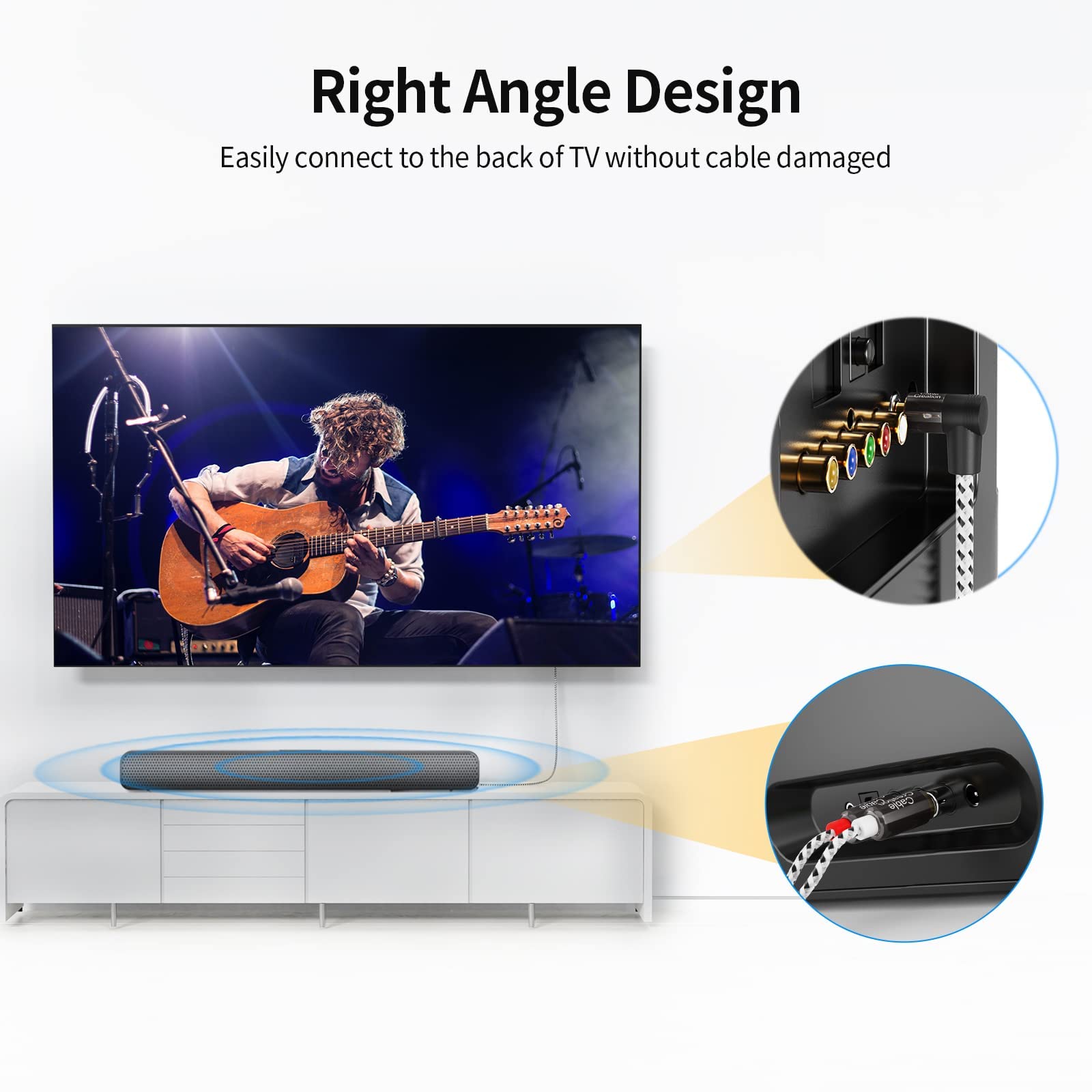 CableCreation 3.5mm to RCA Cable 10FT, Angle 3.5mm to 2RCA Audio - CableCreation Official Product View 3