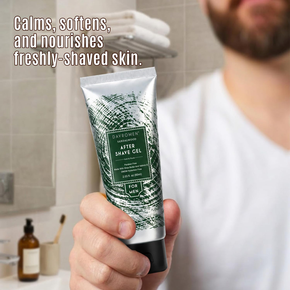 Men s Sandalwood Grooming Gift Kit 3 in 1 Hair Body Wash - Davromen Official Imagery - 5