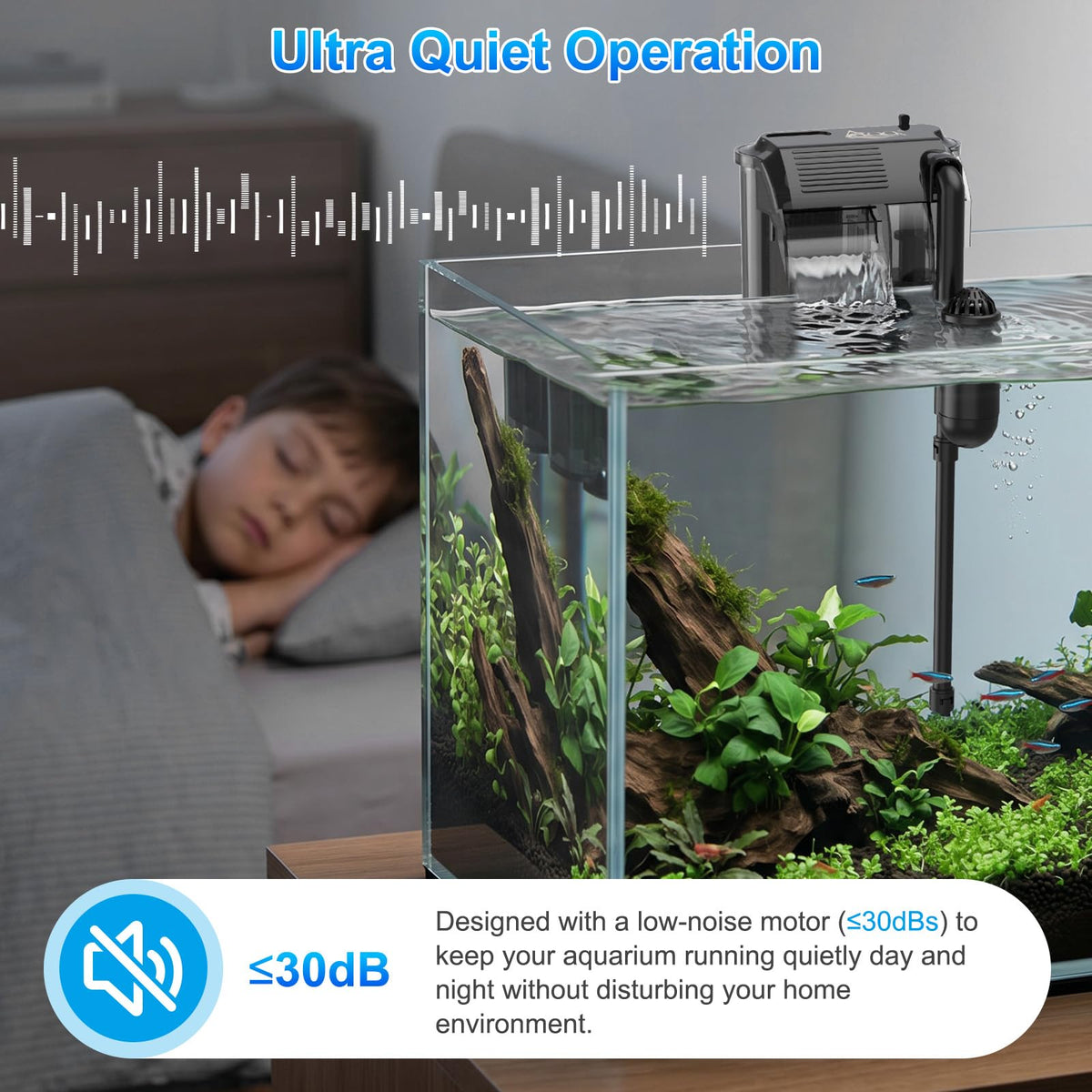 AQQA Aquarium Hang on Back Filter Slim Quiet HOB Power - AQQA Official Imagery - 5