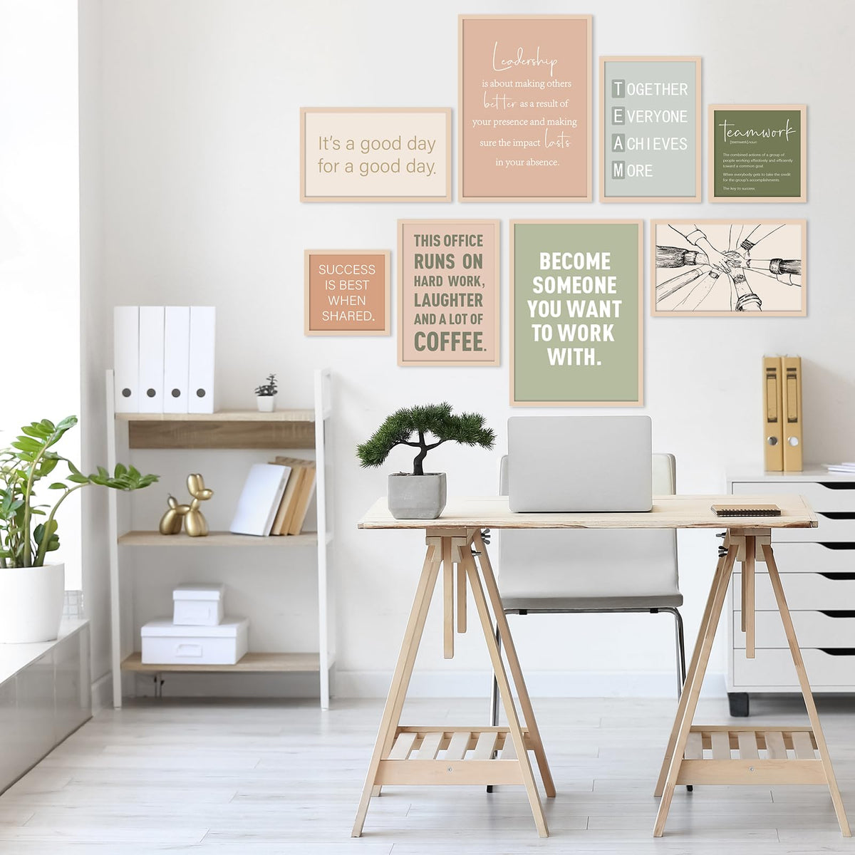 Faccito 8 Set Office Wall Decor Wooden Framed Motivational - Faccito Official Imagery - 4