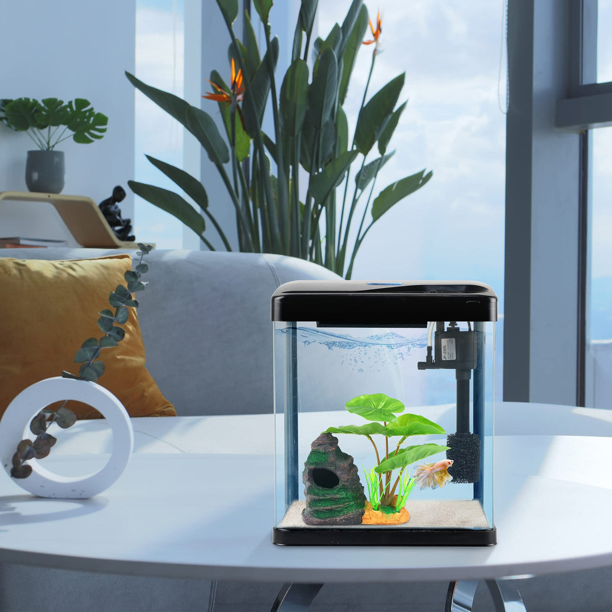 Betta Fish Tank Self Cleaning Glass 2 Gallon Small Nano - COOSPIDER Official Imagery - 4