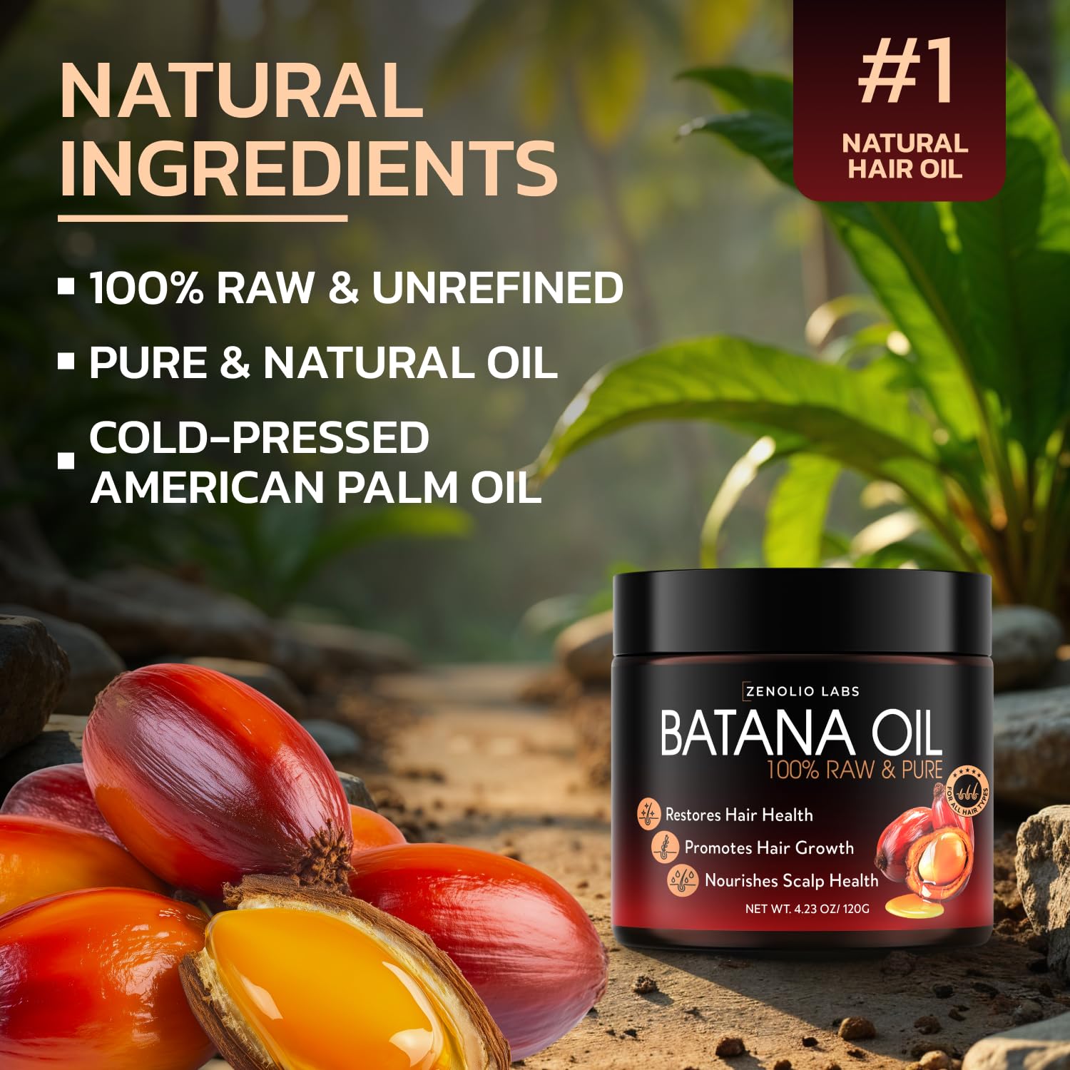 Zenolio Labs Batana Oil for Hair Growth - 100% Pure & Unrefined Raw Dr Sebi Bota - Zenolio Labs Official Product View 3