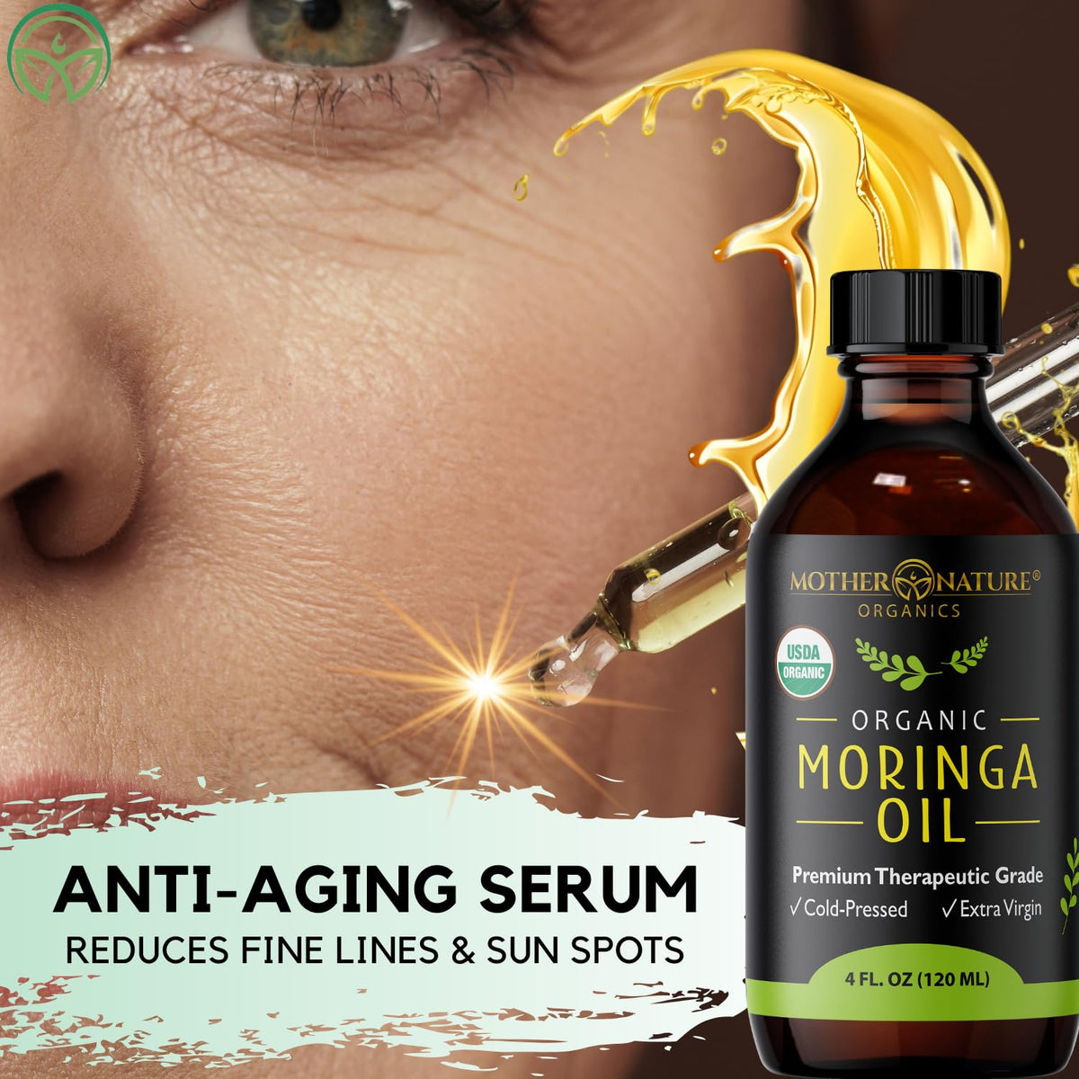 MNO Organic Moringa Oil Glow Serum Frizz Control for Hair - Mother Nature Organics Superfoods for Organic Living Official Imagery - 3