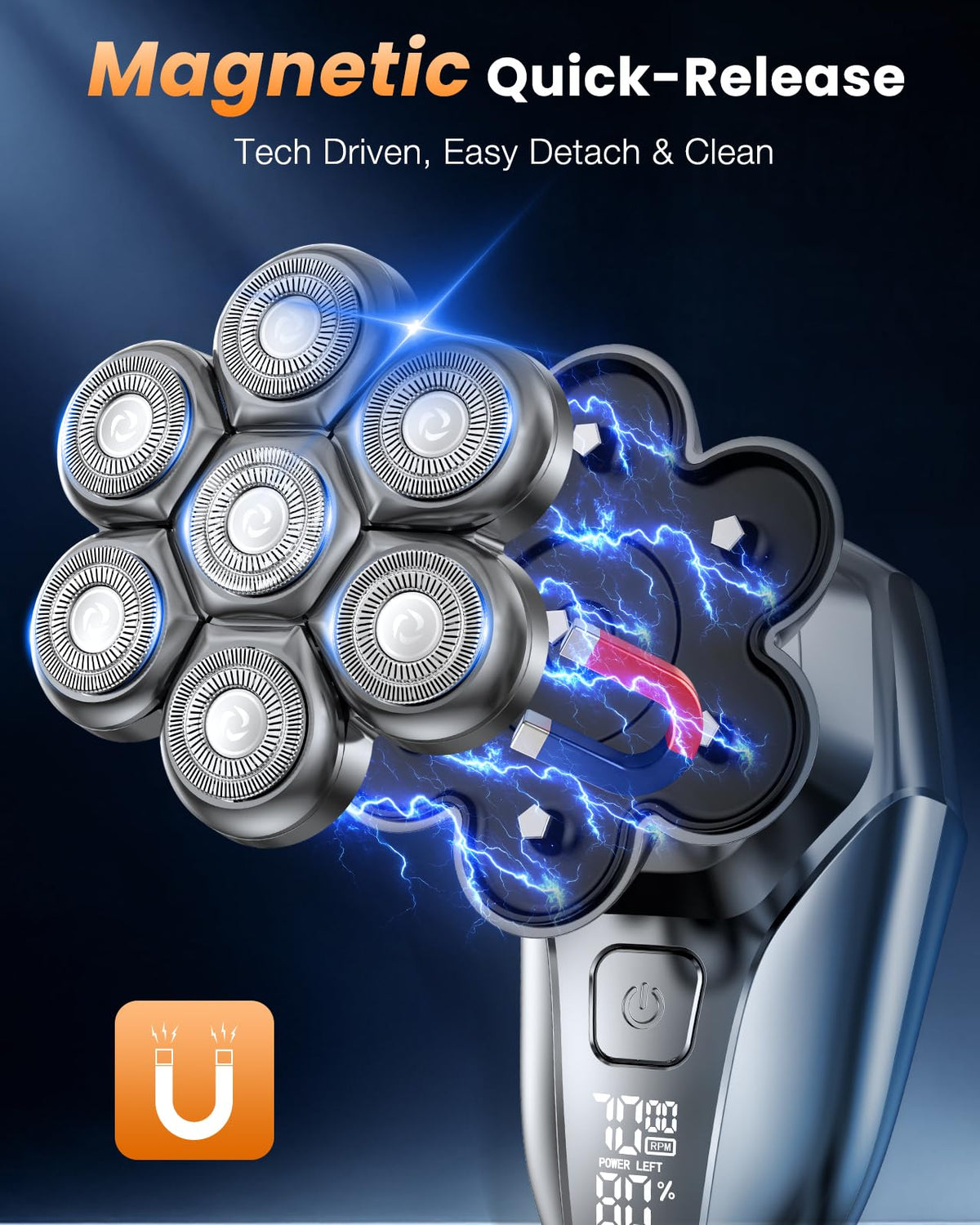 Head Shavers for Bald Men 5 in 1 Electric Shaver 7D Floating - Vylto Official Imagery - 3