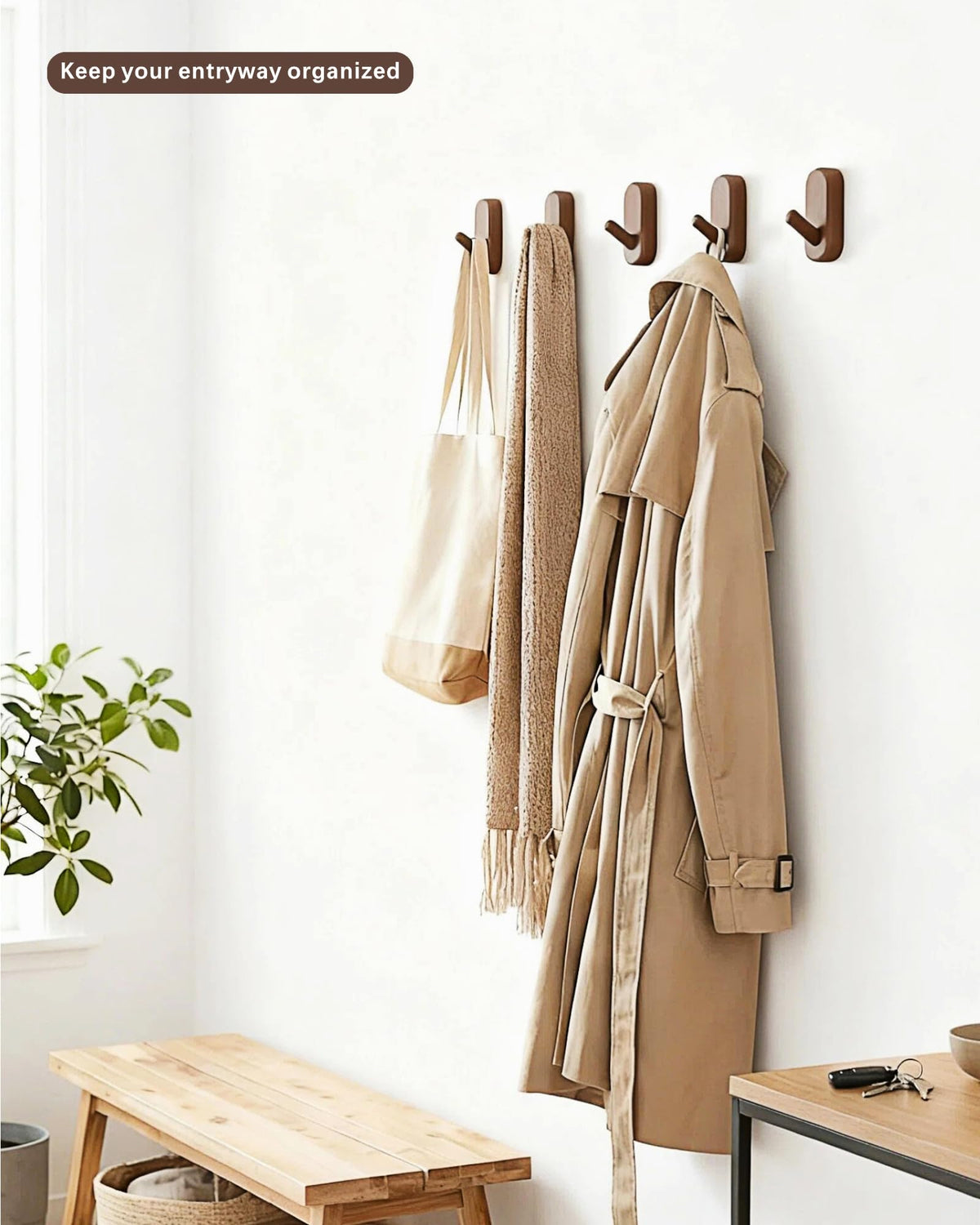 Wooden Wall Hooks for Hanging - FCOWK Official Imagery - 3