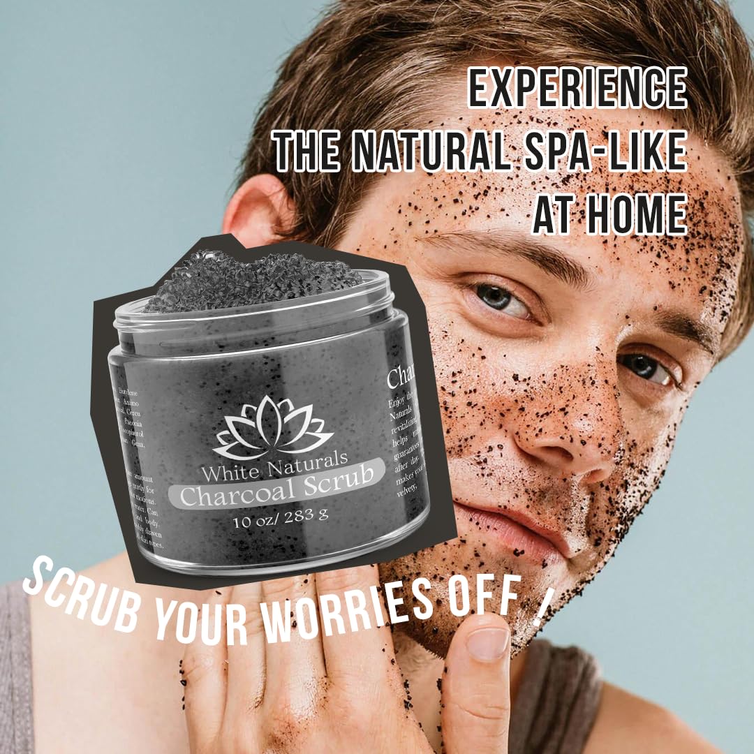 White Naturals Charcoal Body Scrub, Moisturizing and Exfoliating Face & Foot - White Naturals Official Product View 3