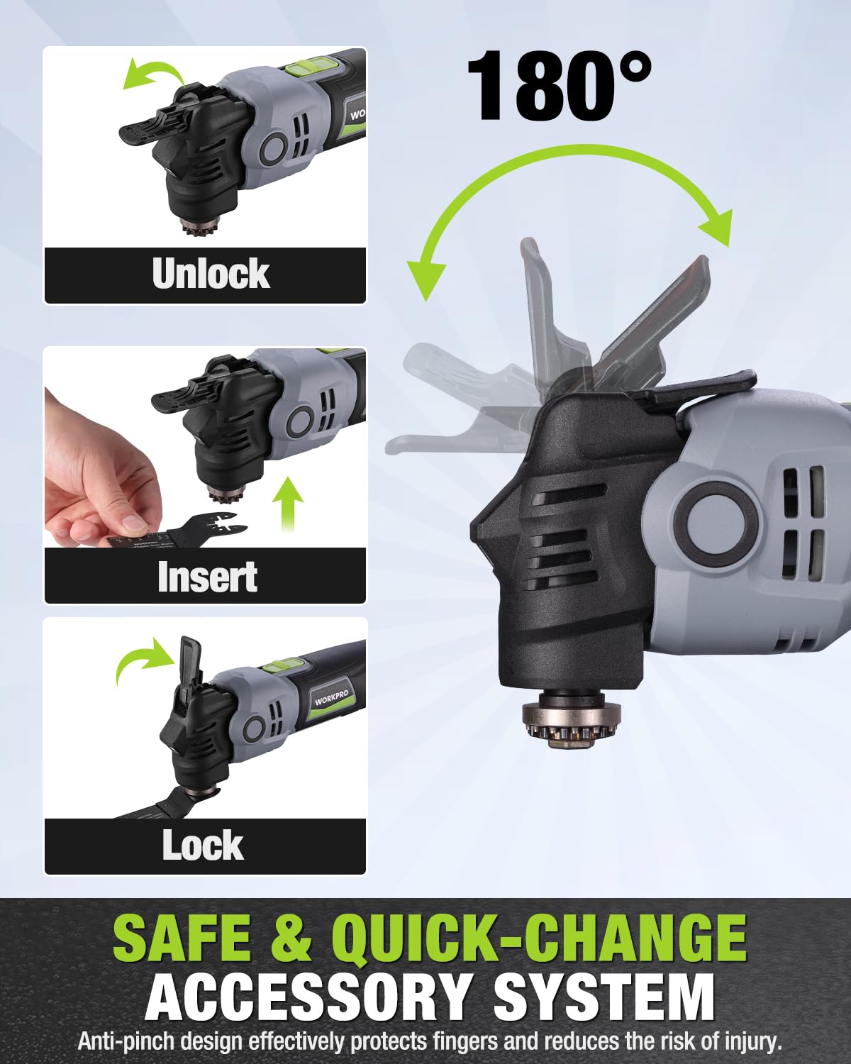 WORKPRO 400W Corded Oscillating Multi Tool Kit - WORKPRO Official Imagery - 8
