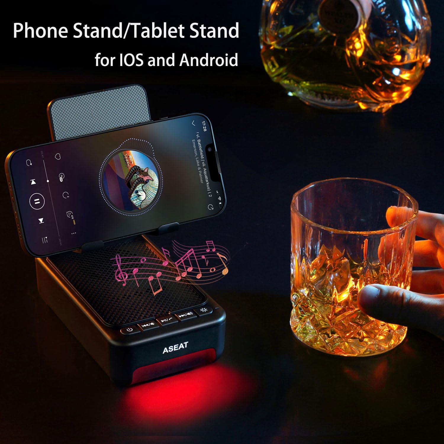 ASEAT Gifts for Men Him, Cell Phone Stand with Bluetooth Speaker& by ASEAT - Angle View 3