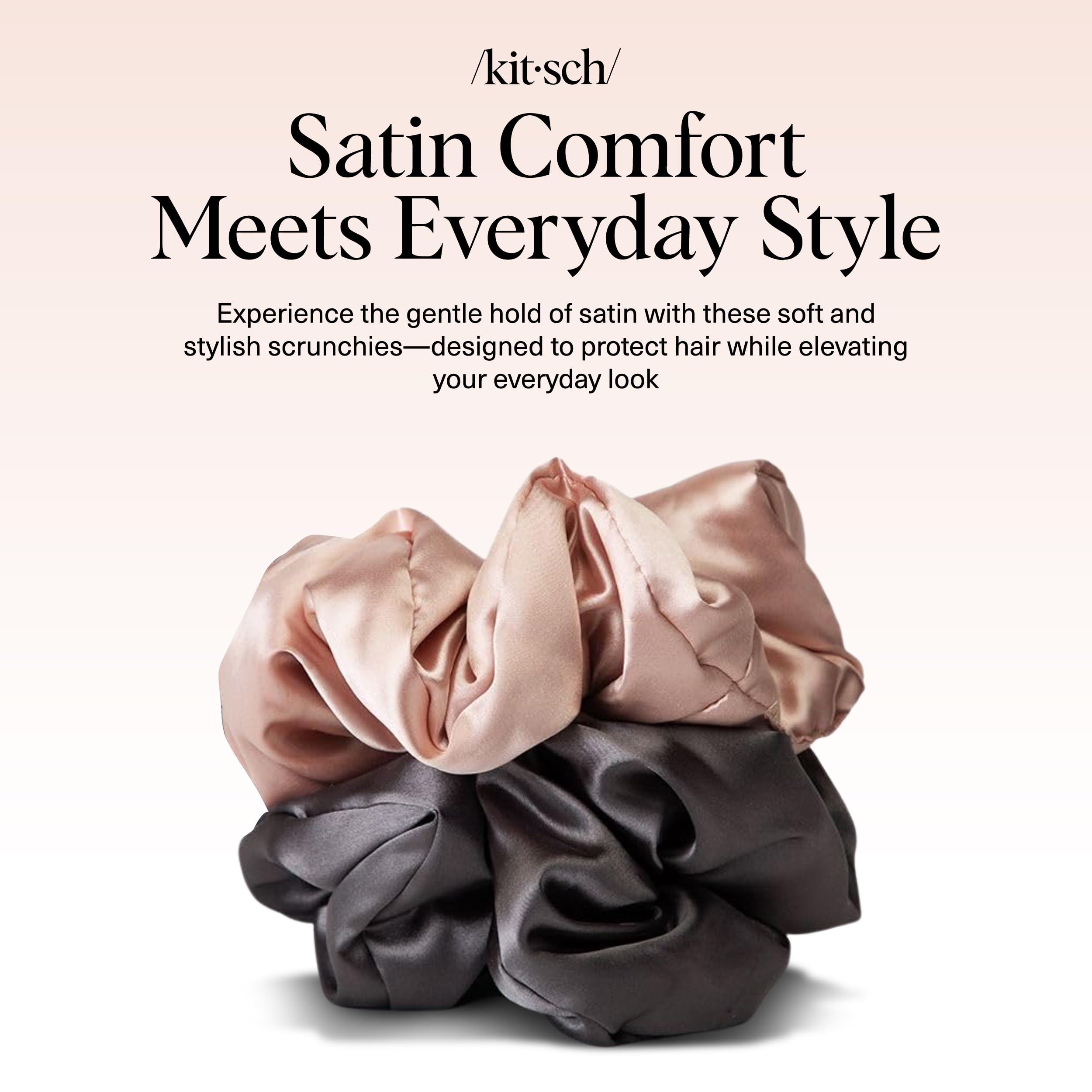 Elefair Tech Kitsch Pillow Satin Scrunchies - Blush Charcoal & - Elefair Tech Official Product View 3
