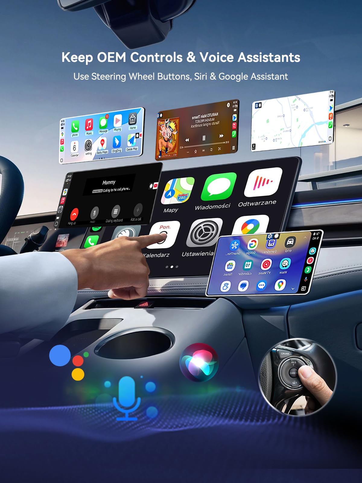Hyphoon 2-in-1 Wireless CarPlay Adapter USB C for Factory Wired C by Hyphoon - Angle View 3