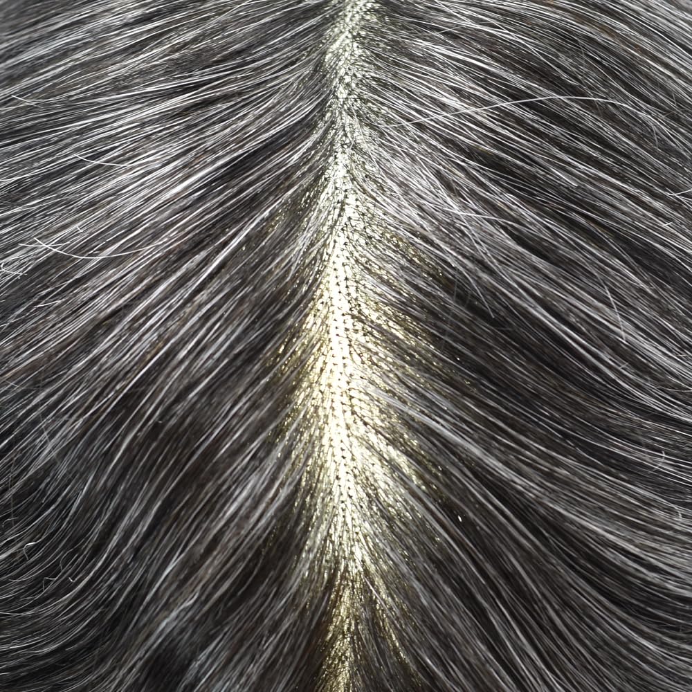 Curve Hair men's monofilament toupee in off black #1B40, 8x10 inches, showing realistic hairline and natural hair density.