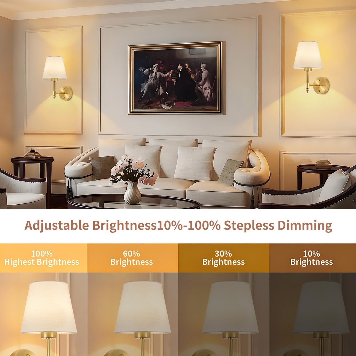 Battery Operated Wall Sconce Set of 2 Rechargeable Wireless - SoodMi Official Imagery - 7