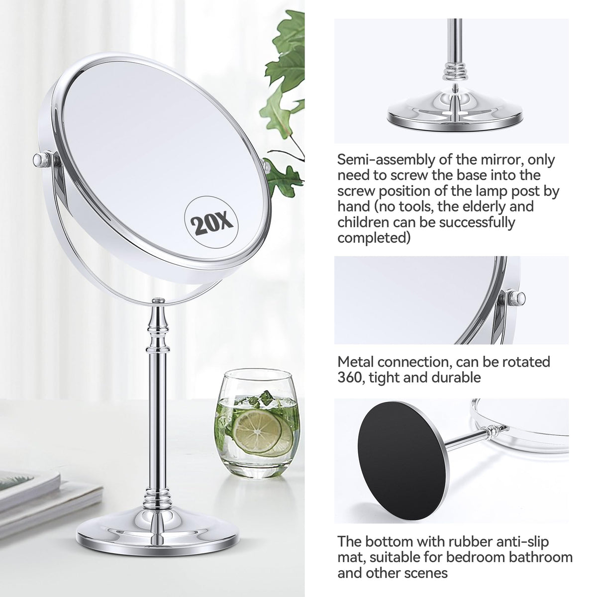 MIYADIVA Magnifying Mirror 20x Double Sided 1X 20X - MIYADIVA Official Imagery - 7