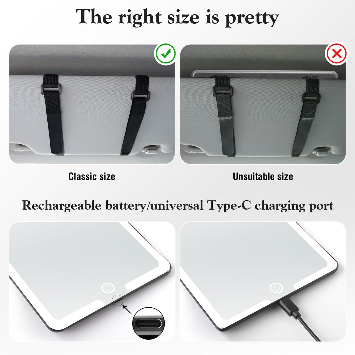 2PCS LED Mirror for Car Sun Visor Accessories Mid Size Car - saiggnyy Official Imagery - 8