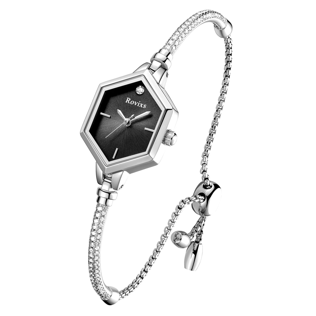 Delicate Crystal Bracelet Watch for Her 3ATM Water Resistant - Rovixs Official Imagery - 1