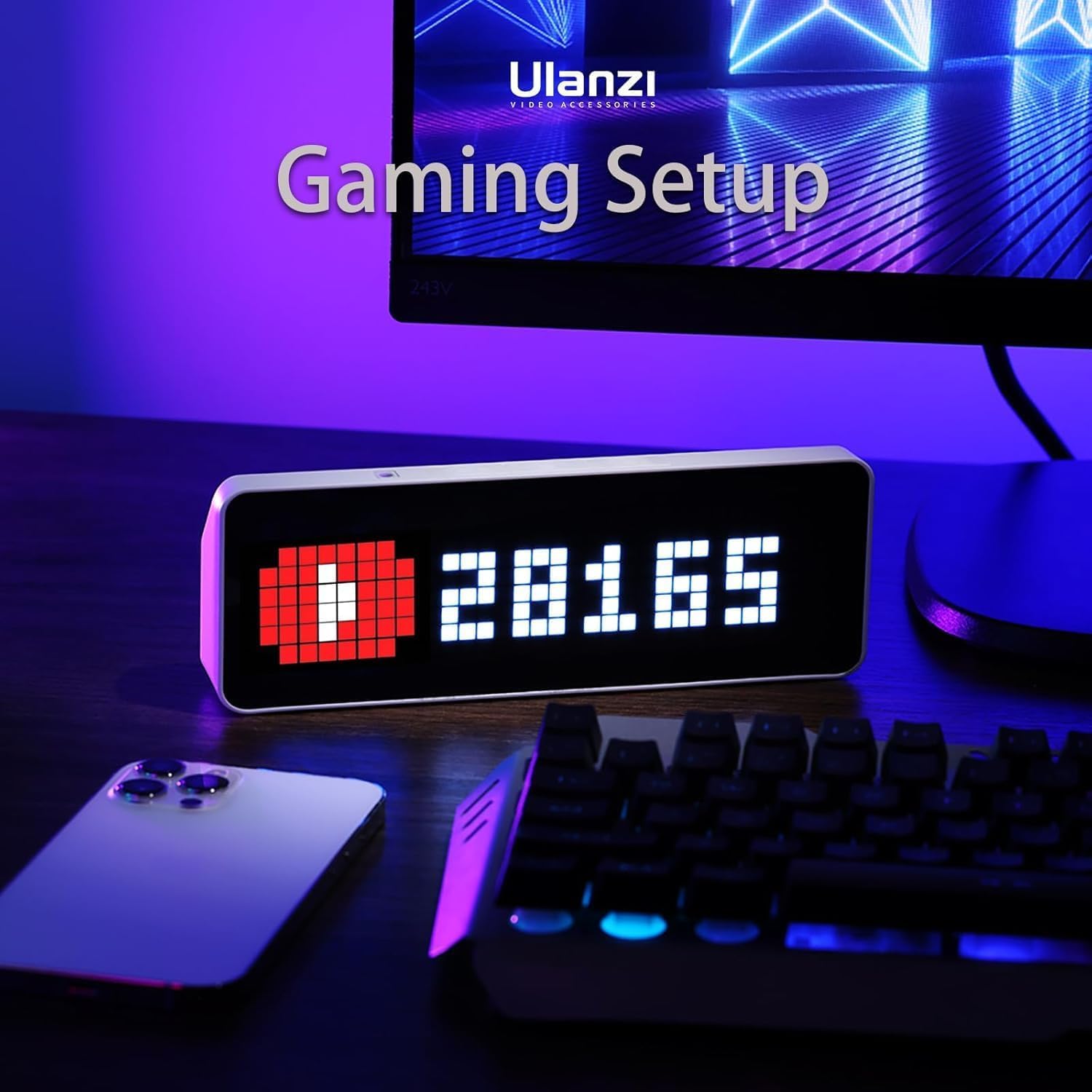 ULANZI TC001 Smart Pixel Clock - Social Media Counter - Digital A - ULANZI Official Product View 2