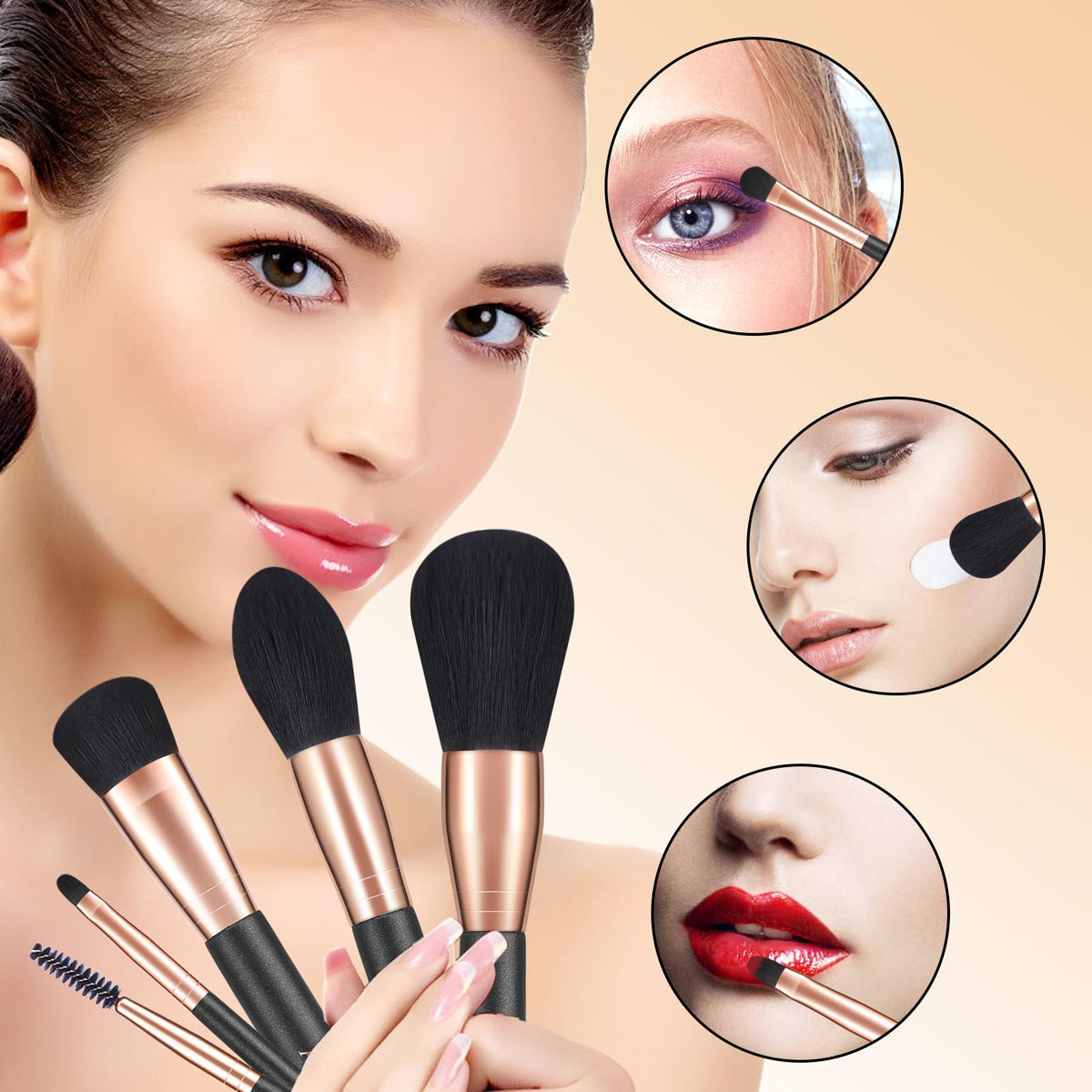 AirWos 14 Pcs Professional Makeup Brush Set with Case - AirWos Official Imagery - 5