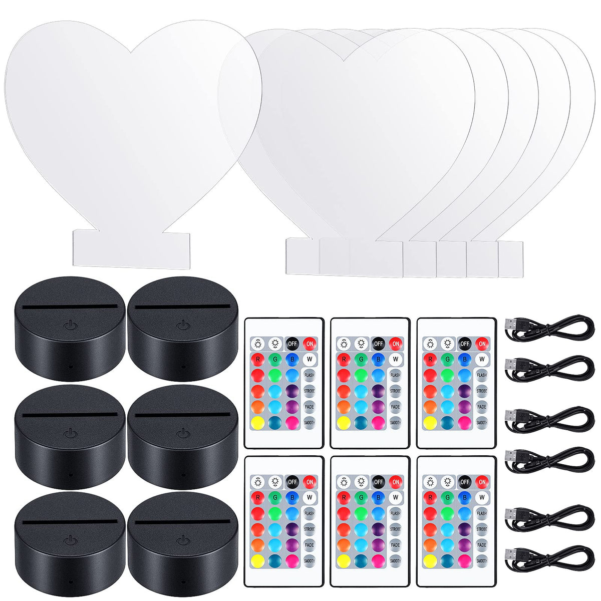 Honoson 6 Sets Acrylic LED Light Kit Lamp Base Remote Square - Honoson Official Imagery - 5