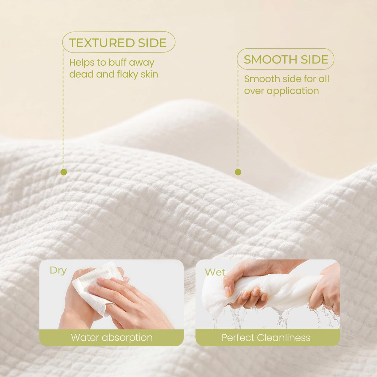 XXL Disposable Face Towel 12x12 Inches Extra Thick Facial - LUMIDOMA Official Imagery - 7