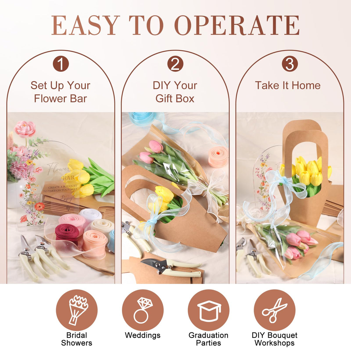 59 Pcs Flower Bar Supplies Kit Acrylic Sign Kraft Bouquet - Finanovs Official Imagery - 6