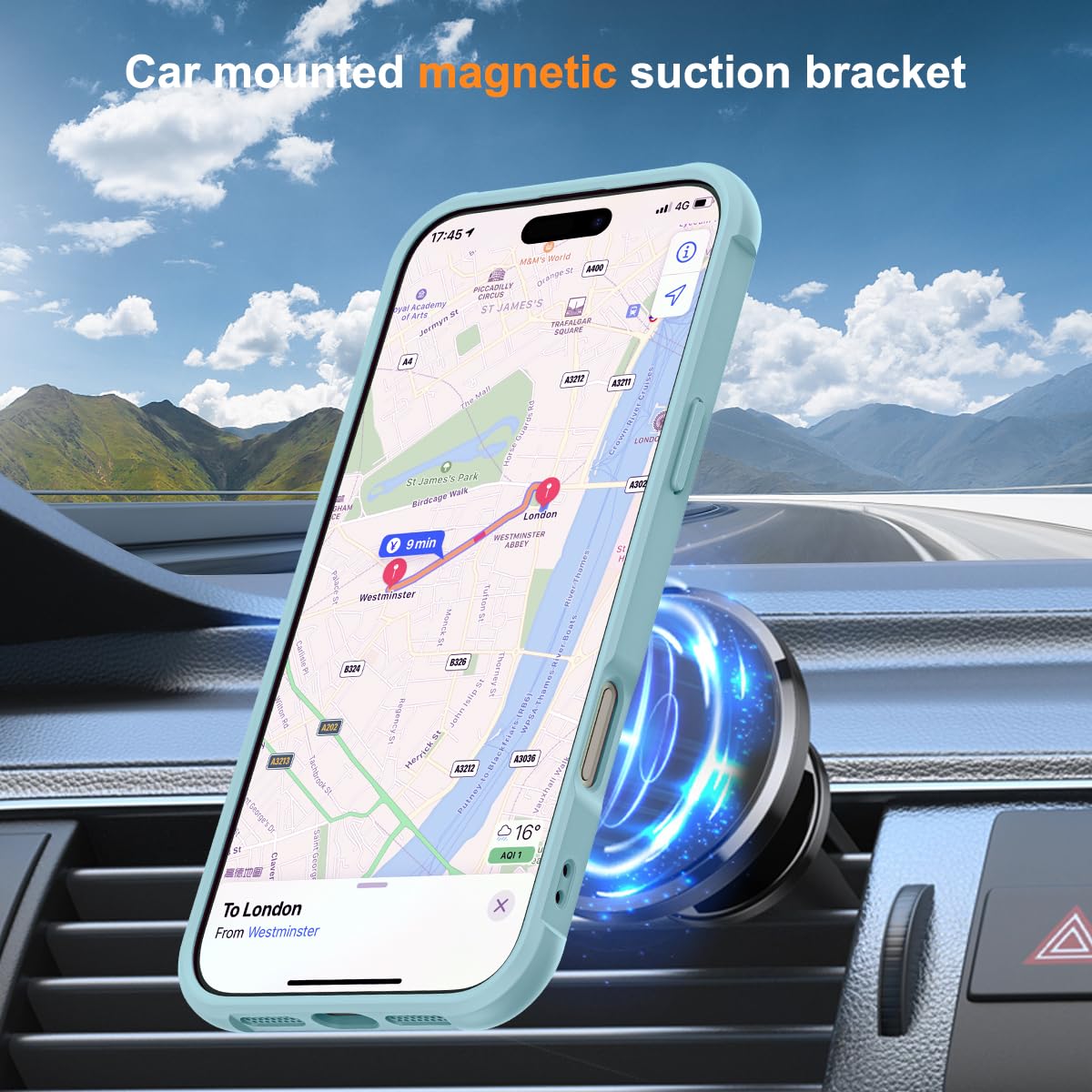 SKYLMW Compatible with iPhone 16 Pro Case with Stand Blue - SKYLMW Official Imagery - 5