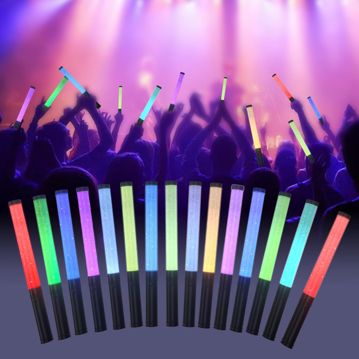 Reusable LED Glow Sticks Rechargeable 15Color Light Sticks - Bsgifts Official Imagery - 6