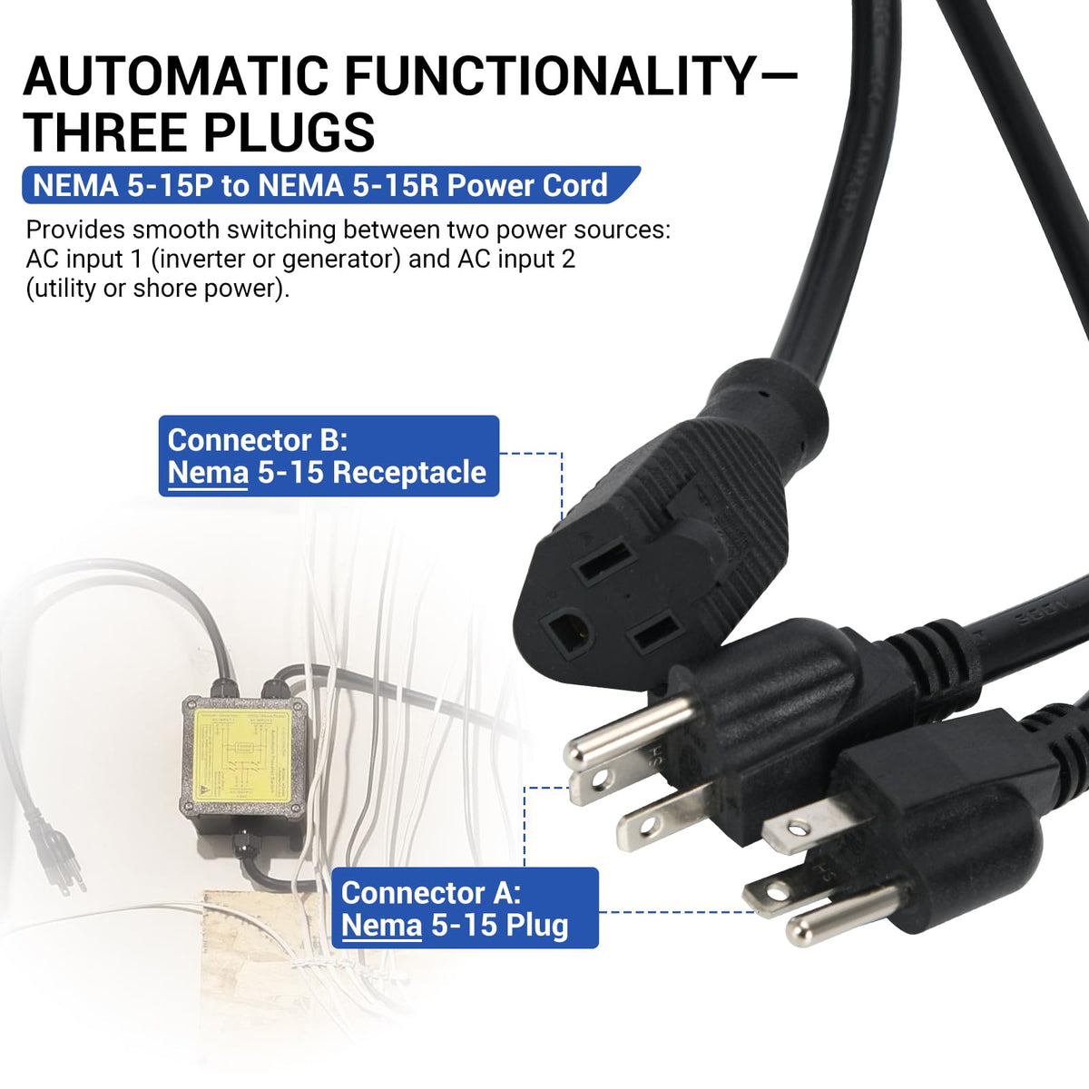 AC120V 15Amp Automatic Transfer Switch Generator ATS Auto - YAURILO Official Imagery - 6