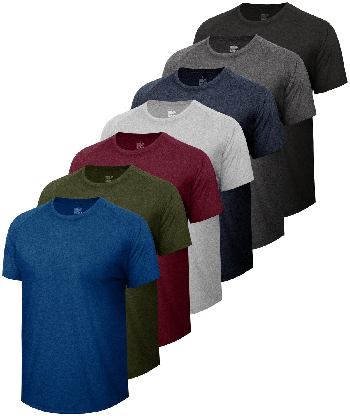 7 Pack Workout Shirts for Men Gym Athletic Short Sleeve - BOOJO Official Imagery - 1
