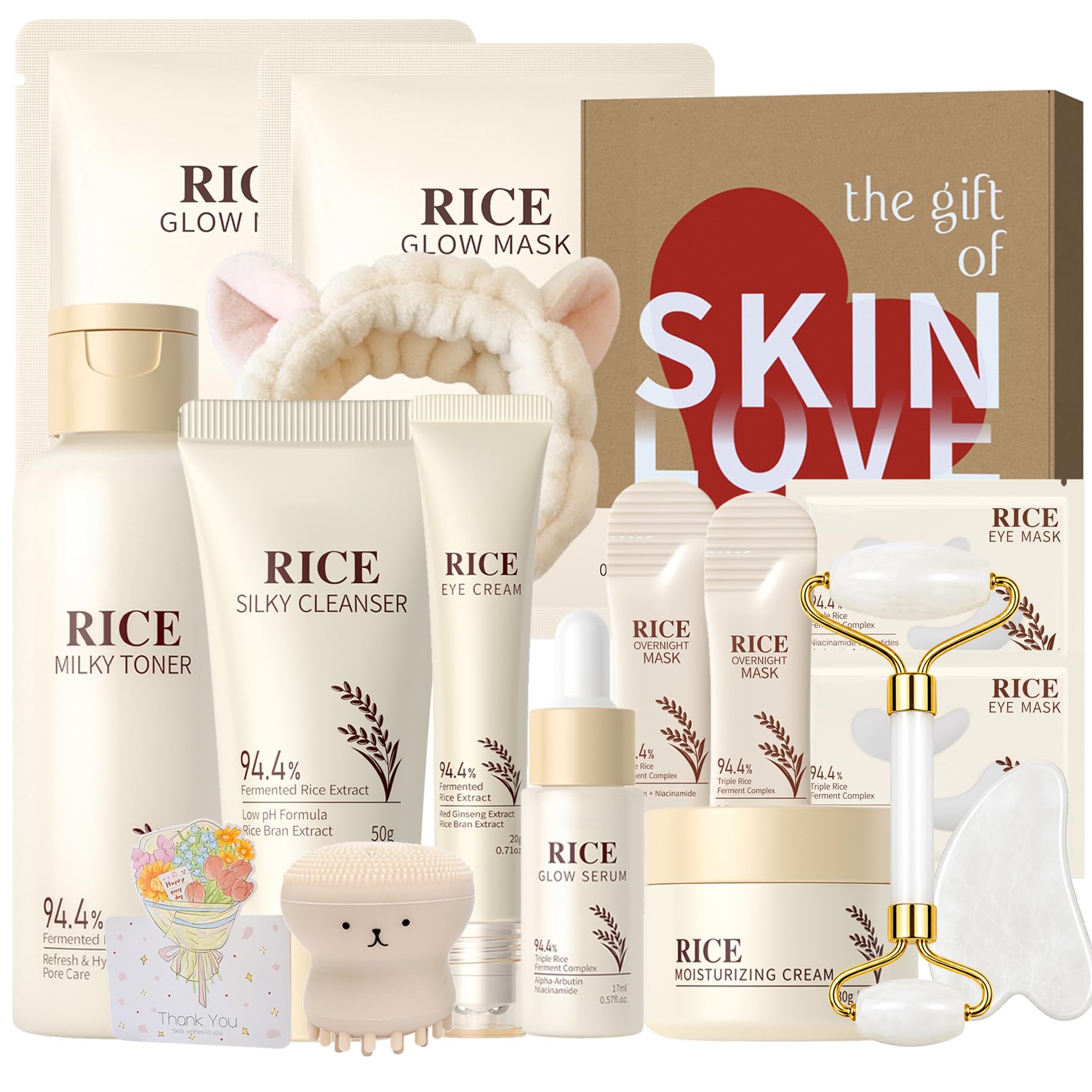 9PCS Rice Skincare Set for Women &amp; Girls – Korean Skin Care - WOUGLAY