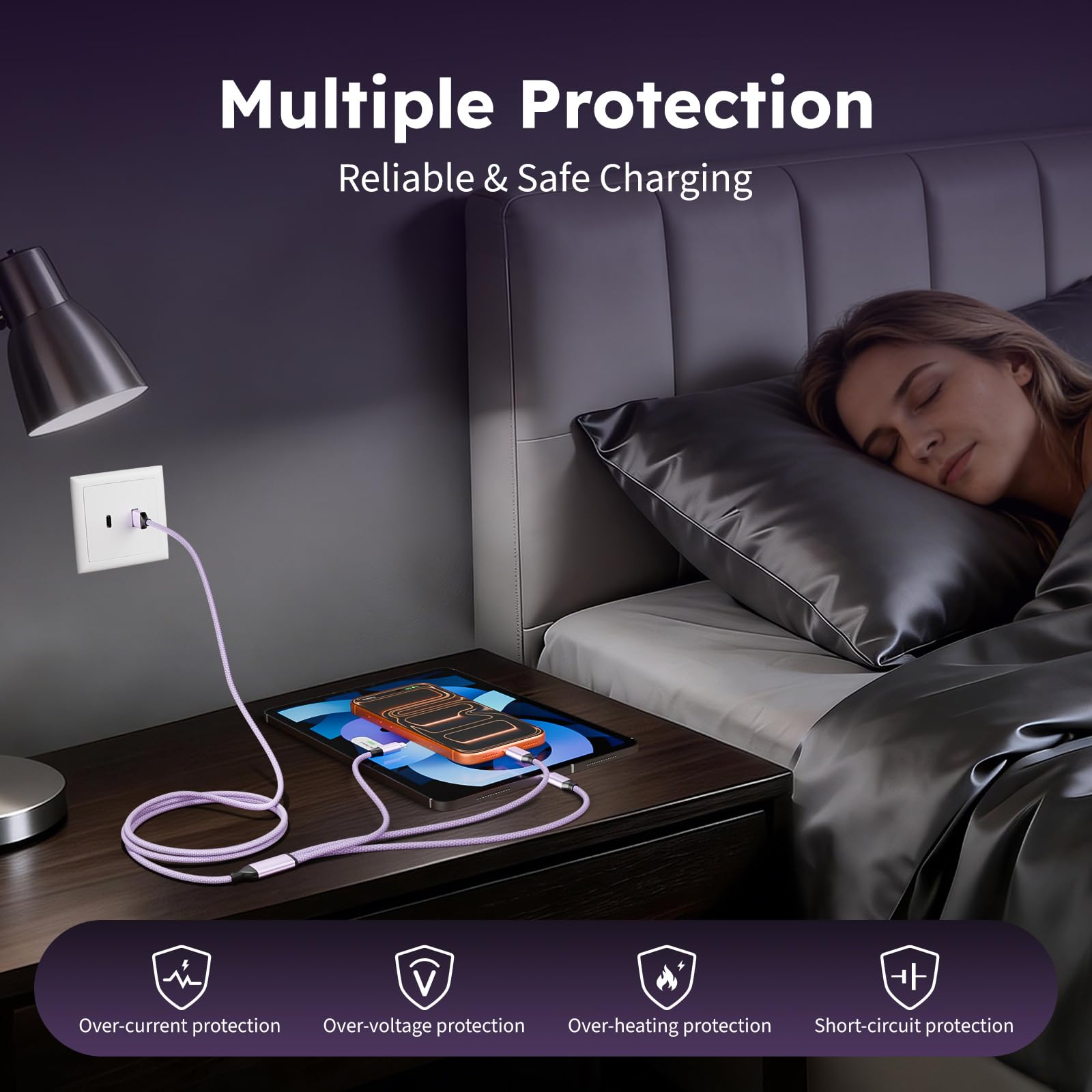 MPATIBY 3 in 1 USB Cable with 2 USB-C/IP, Multi Charging Cable for Multiple Devi - MPATIBY Official Product View 5