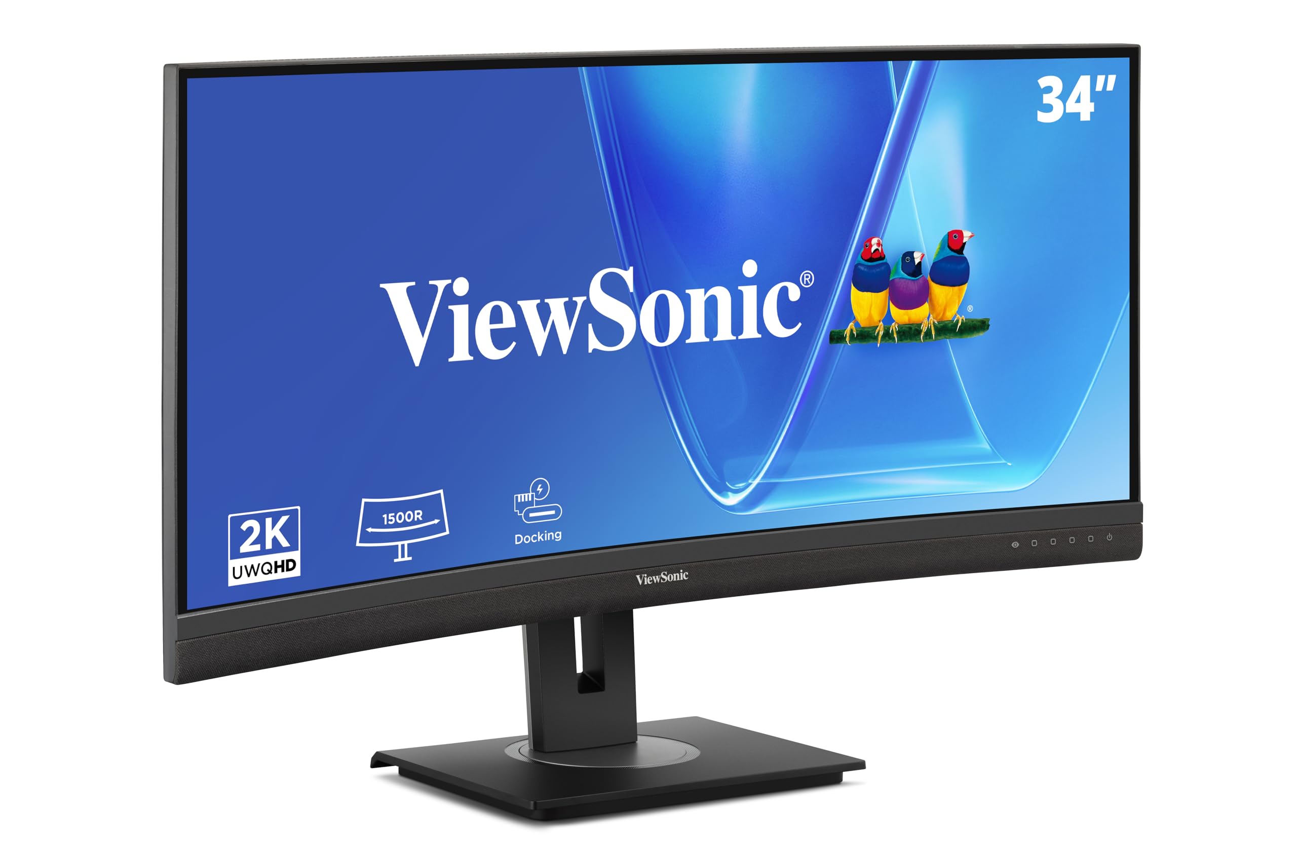 ViewSonic VG3456CA 34 Inch 1440p Ultrawide Docking Monitor, Curved IPS Display for Smooth Home and Office Productivity, Full Ergonomic Adjustability, 100W USB-C, RJ45, and HDMI Inputs