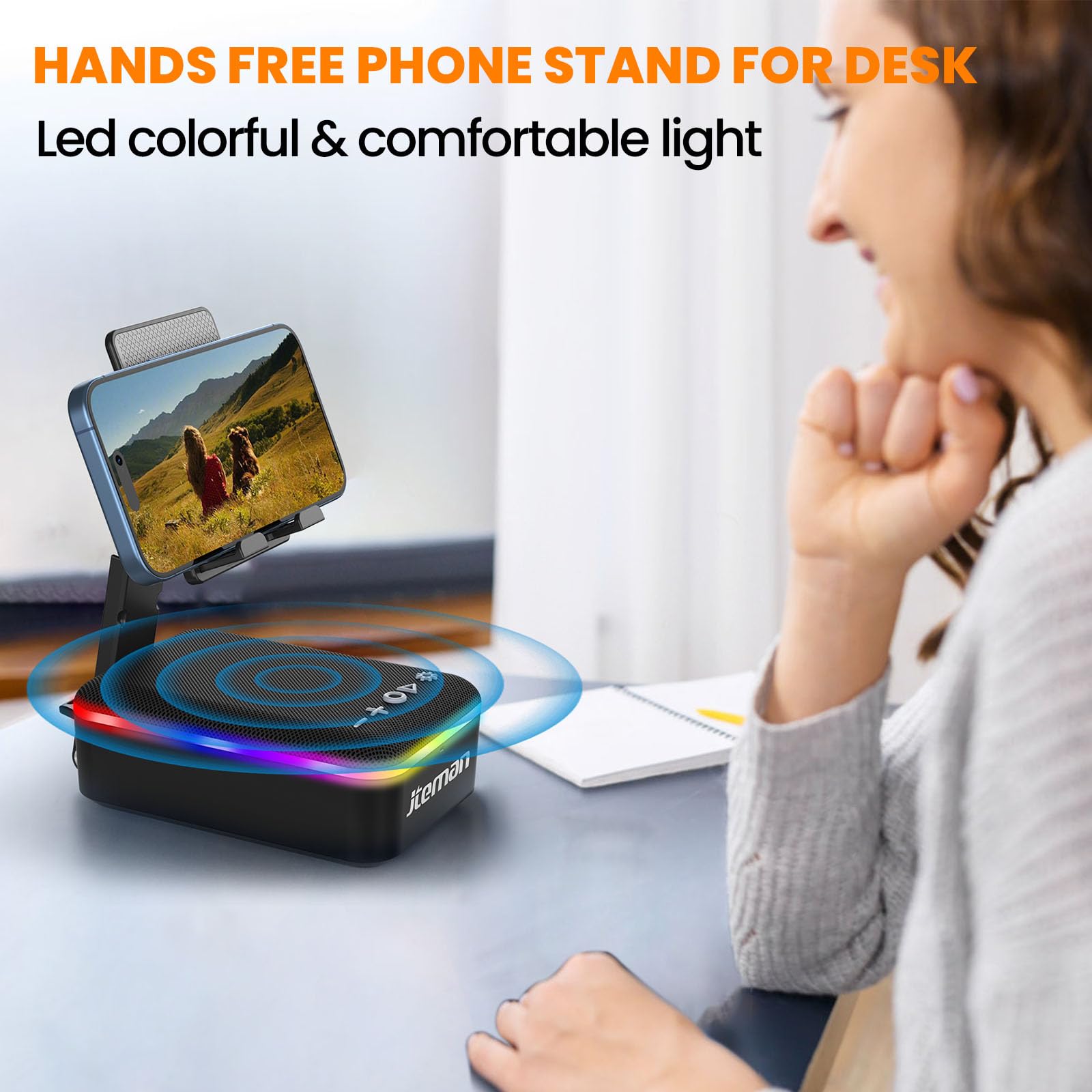 JTEMAN Gifts for Men Women,Cell Phone Stand with Bluetooth Speake - JTEMAN Official Product View 6