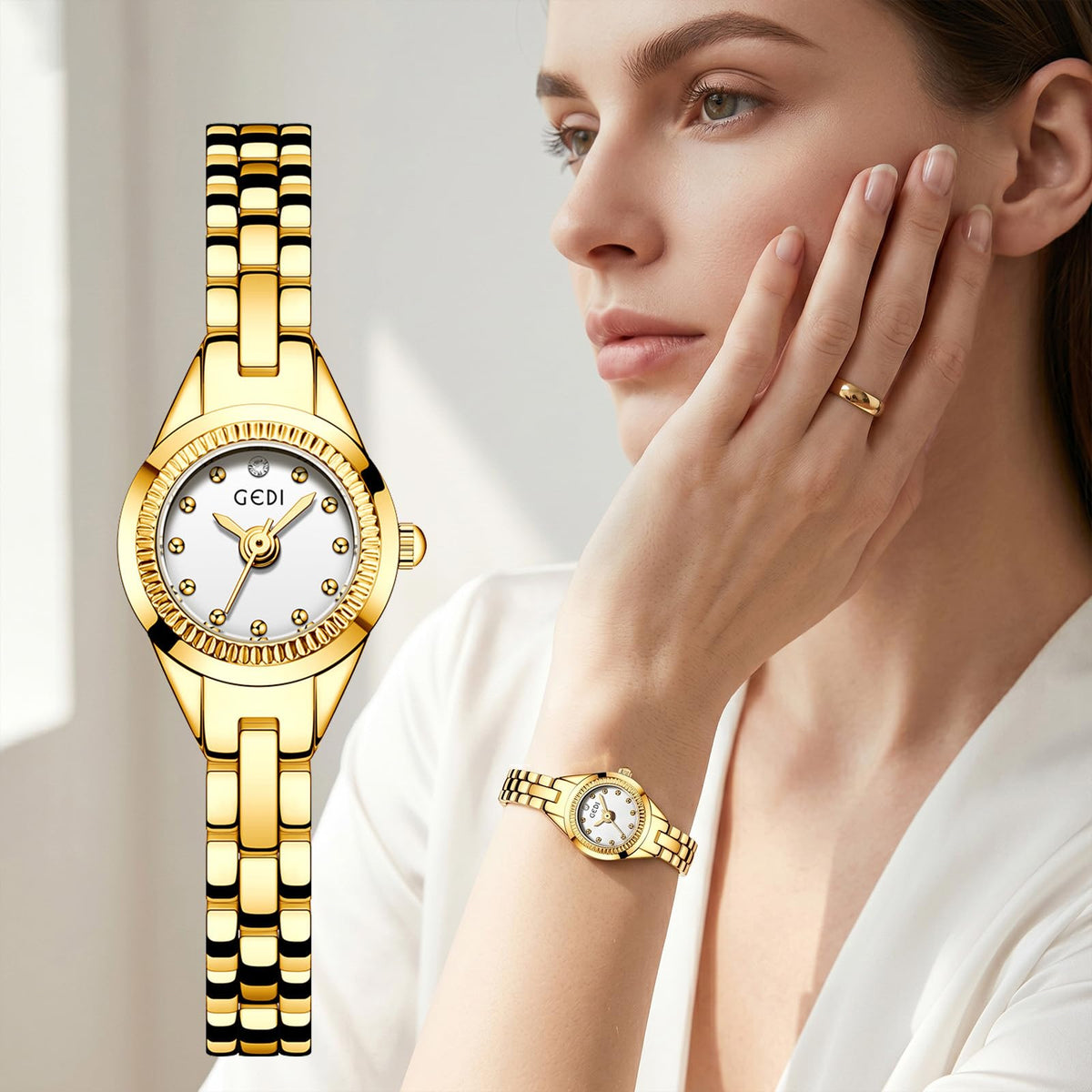 MASTOP Petite Quartz Watch for Women 17mm Dial Stainless - MASTOP Official Imagery - 5