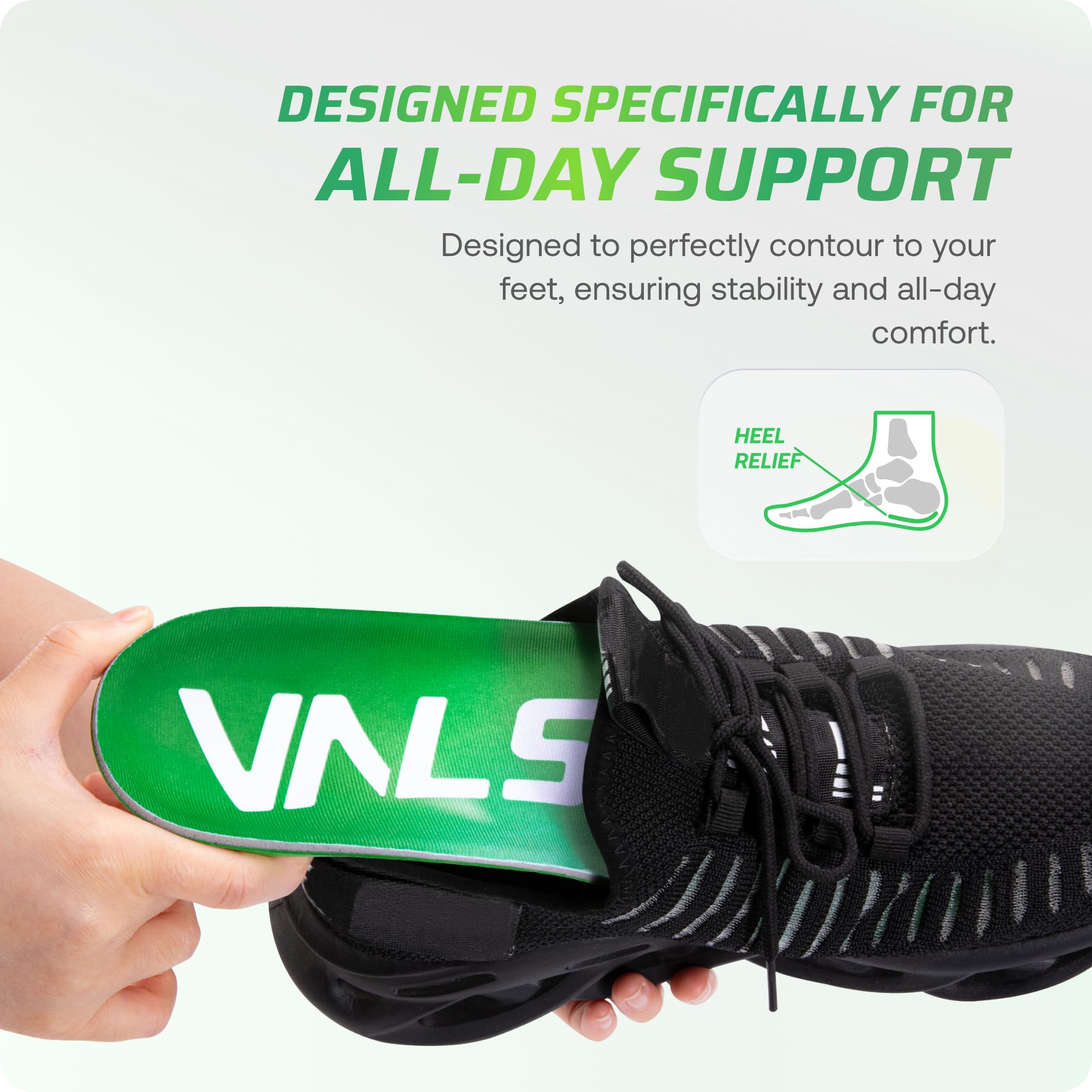 VALSOLE Heavy-Duty Arch Support Insoles for 250+ lbs
