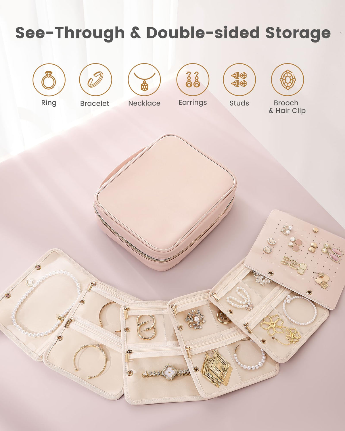 Lolalet Travel Jewelry Case Large Jewelry Storage Organizer - Lolalet Official Imagery - 7
