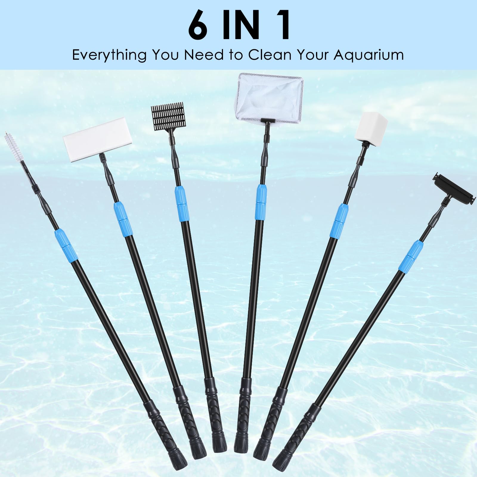 AquaMiracle 6 in 1 Aquarium Cleaning Tool Kit Fish Tank Cleaning - AquaMiracle Official Product View 2