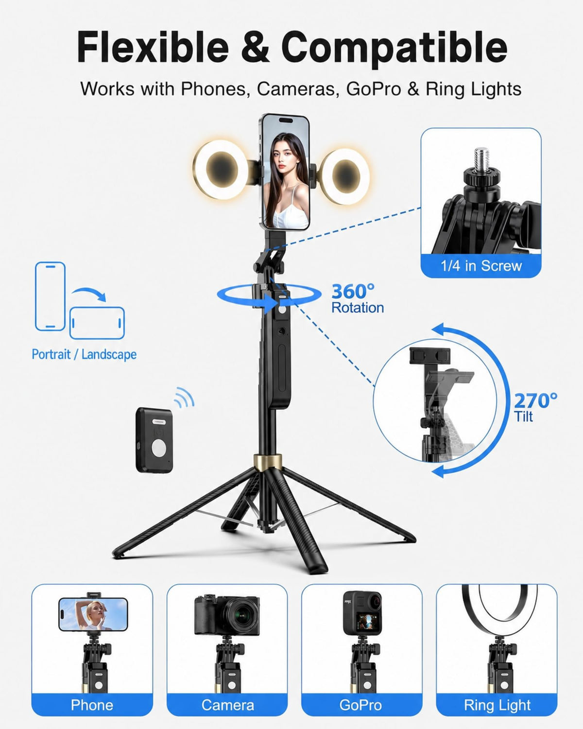 UBeesize 70 Auto Face Tracking Phone Tripod for iPhone - UBeesize Official Imagery - 8