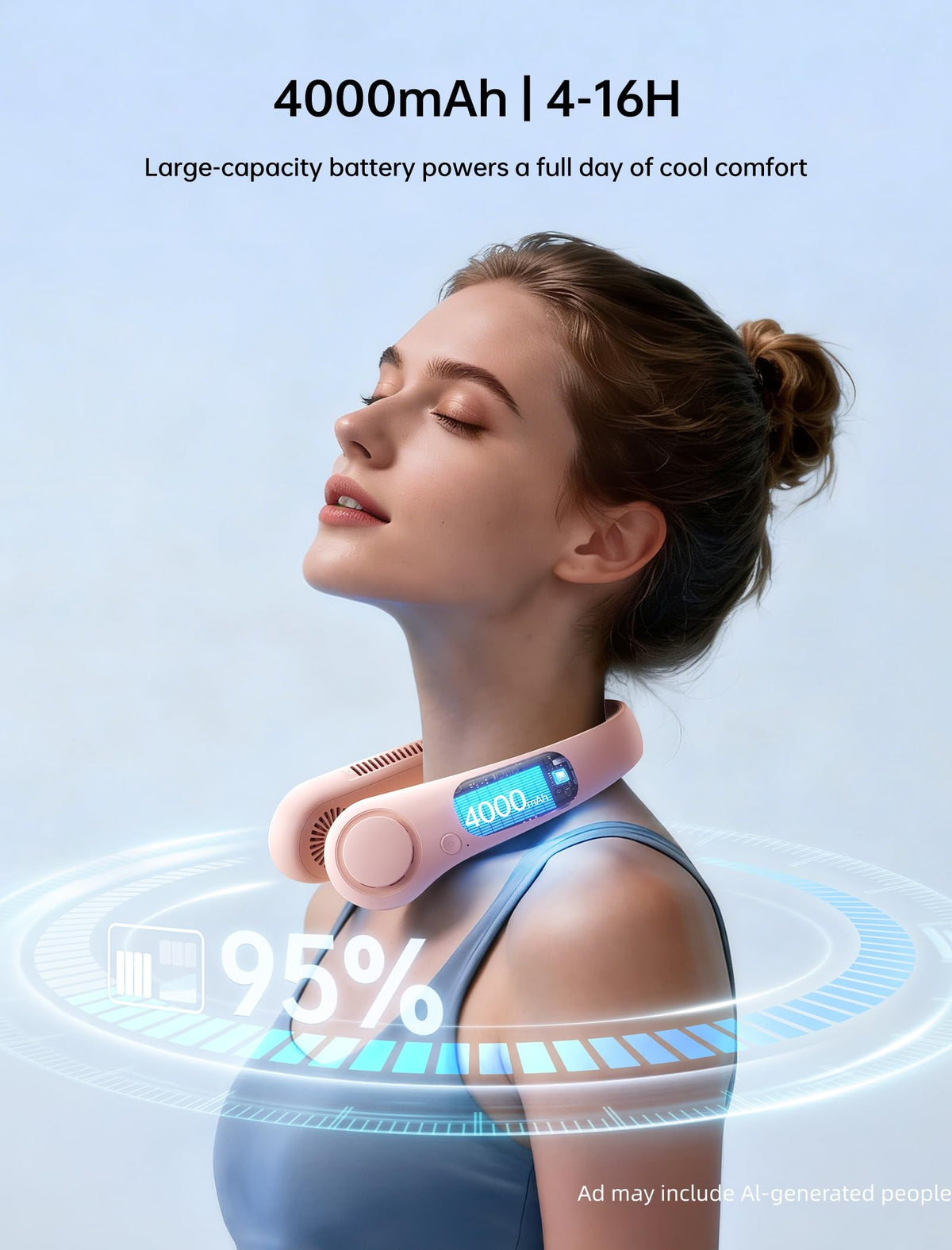 JISULIFE Portable Neck Fan Hands Free Bladeless 5 Speeds - JISULIFE Official Imagery - 6