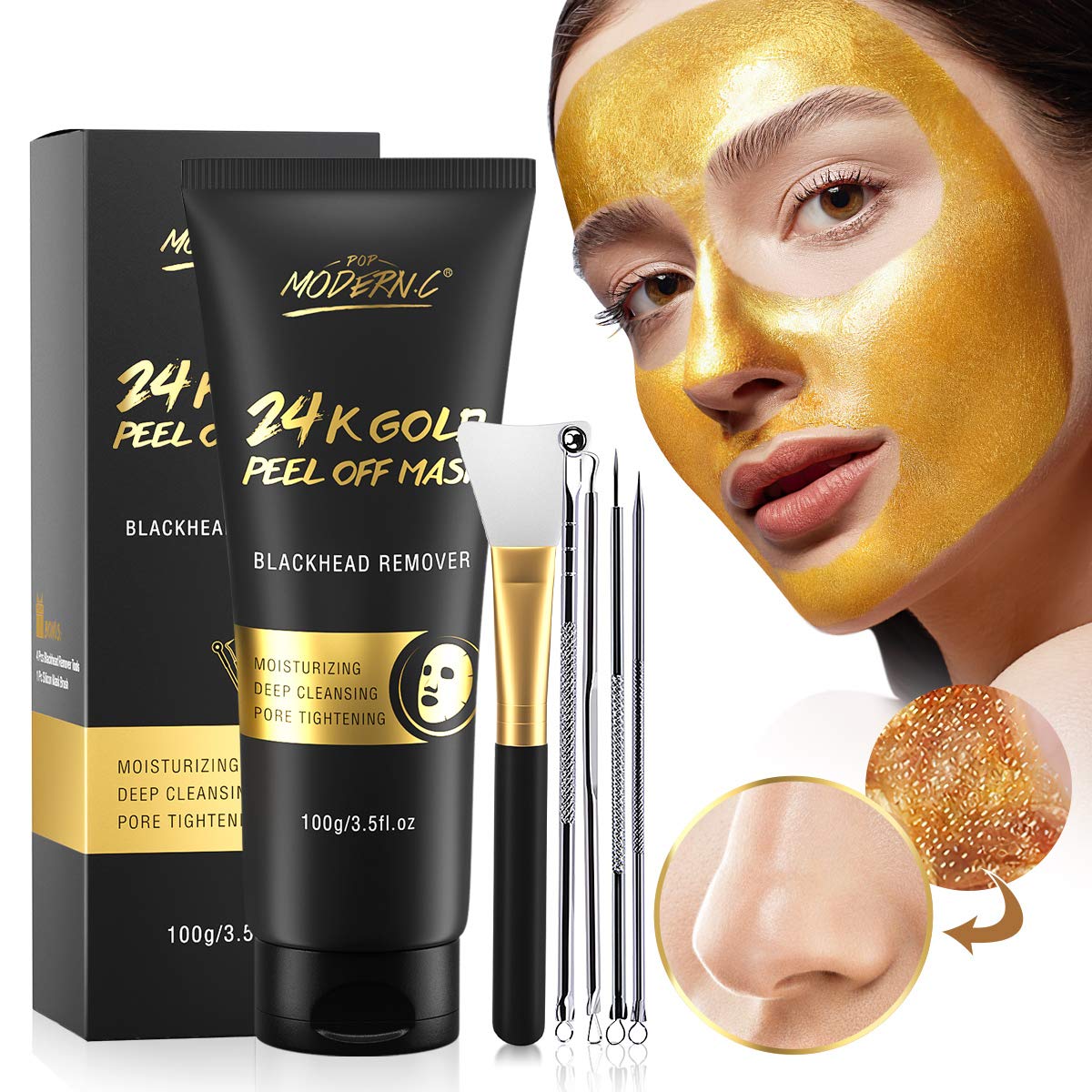 24k Gold Peel off Face Mask Blackhead Remover Mask Gold Facial - Product Imagery