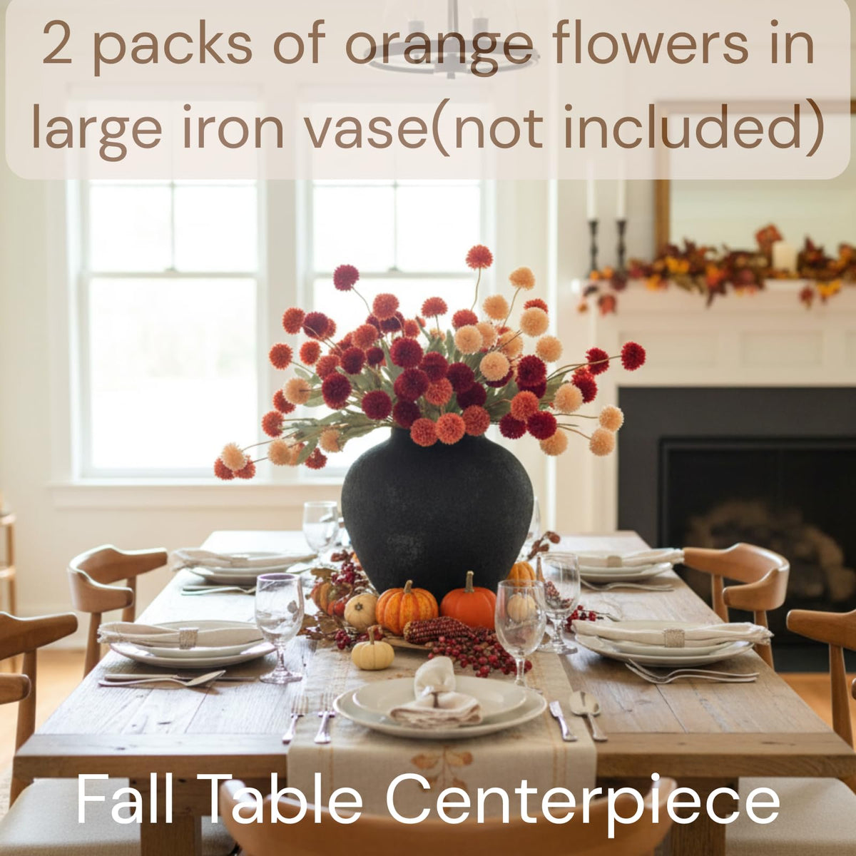 Faux Fall Flowers Burnt Orange Artificial Floral Stems For - RyddeligHome Official Imagery - 4