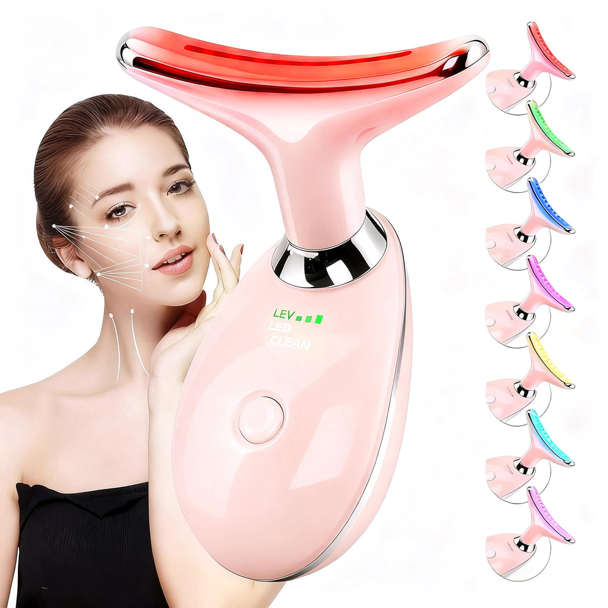 Face and Neck Massager Tool 7 Colors LED Womens Skin Care - erdnretl Official Imagery - 2