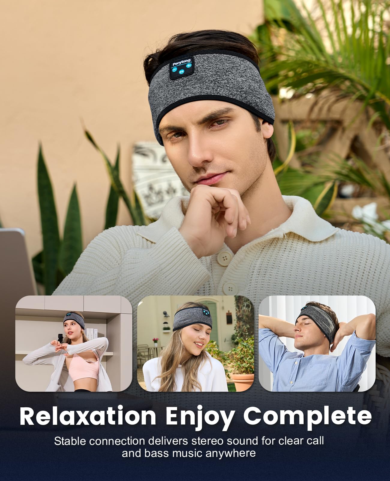 Perytong Sleep Headphones Wireless, Bluetooth Sports Headband Headphones with Ul - Perytong Official Product View 5