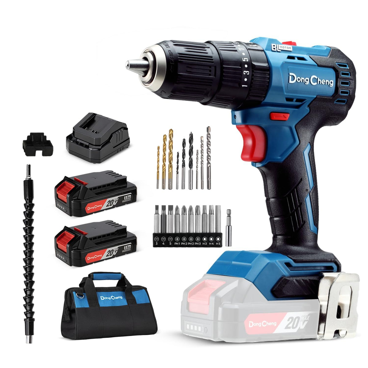 Dong Cheng 20V Brushless Heavy duty Impact Drill 443 in lbs - Dong Cheng Official Imagery - 1