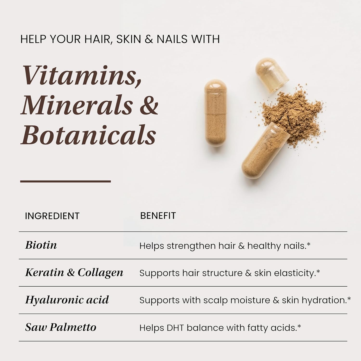 Sandhu's Biotin, Collagen & Keratin Complex supplement bottle for supporting healthy hair growth and strength.