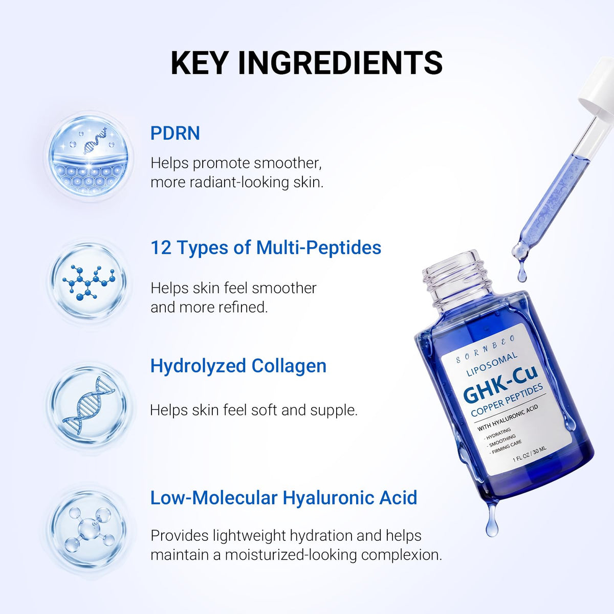 Copper Peptides Serum for Face with Liposomal Hyaluronic - SORNBEO Official Imagery - 5