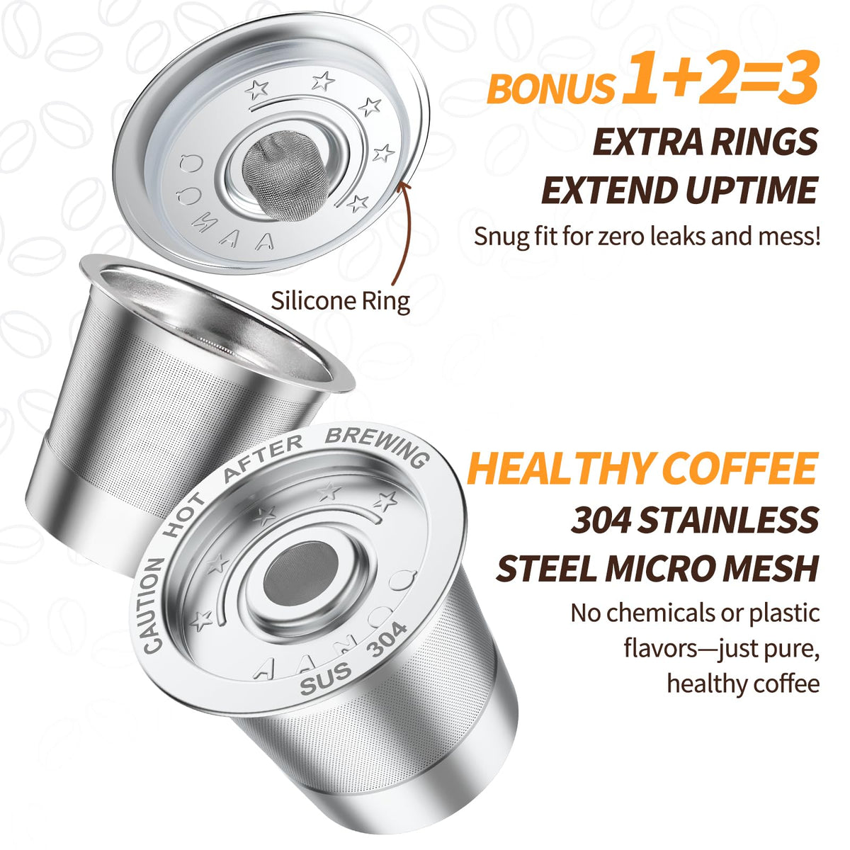 AANQQ 4 Pack Reusable K Cup Pods for Keurig All Stainless - AANQQ Official Imagery - 6