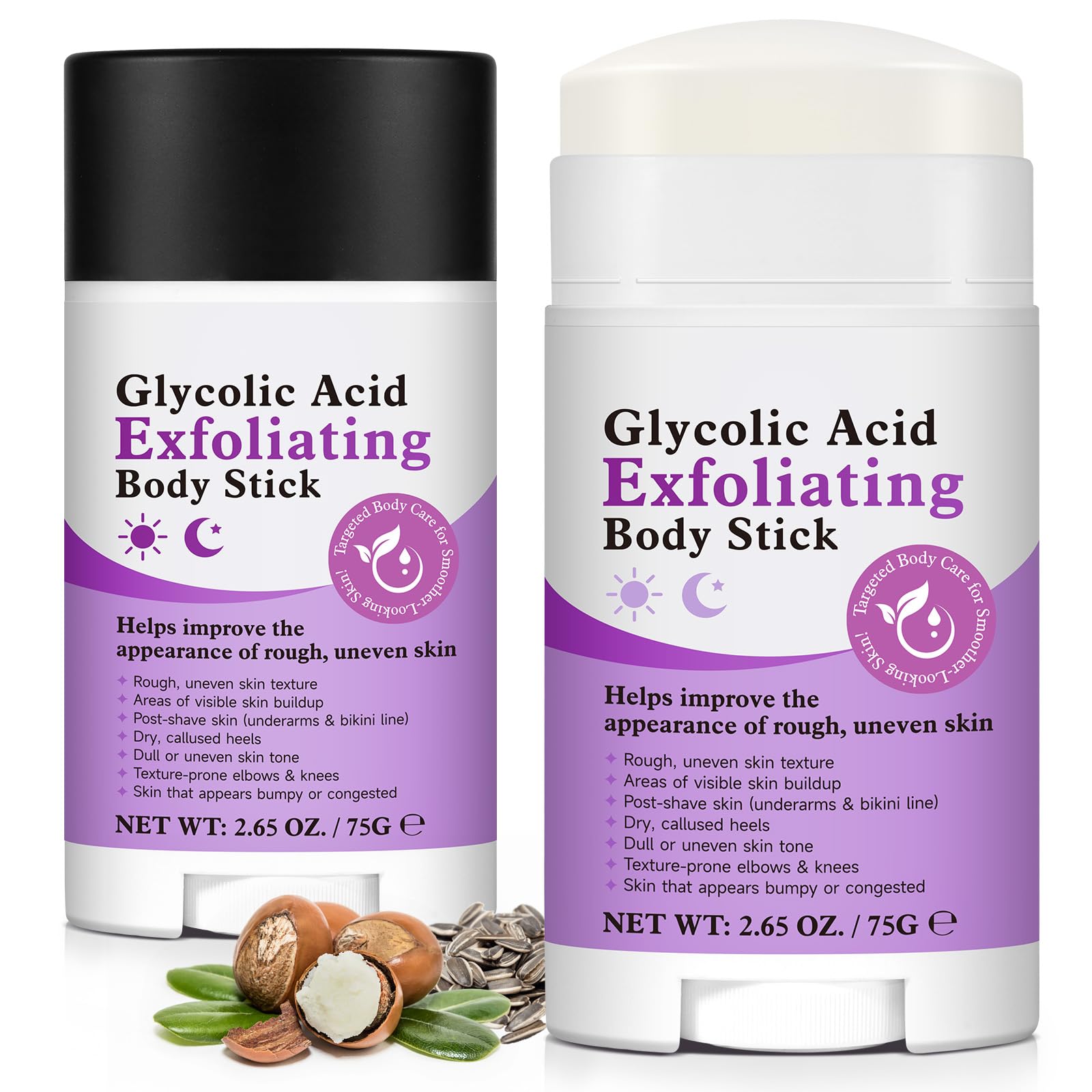 Glycolic Acid Body Scrub Stick for Rough & Bumpy Skin - 7% AHA + - Product Imagery