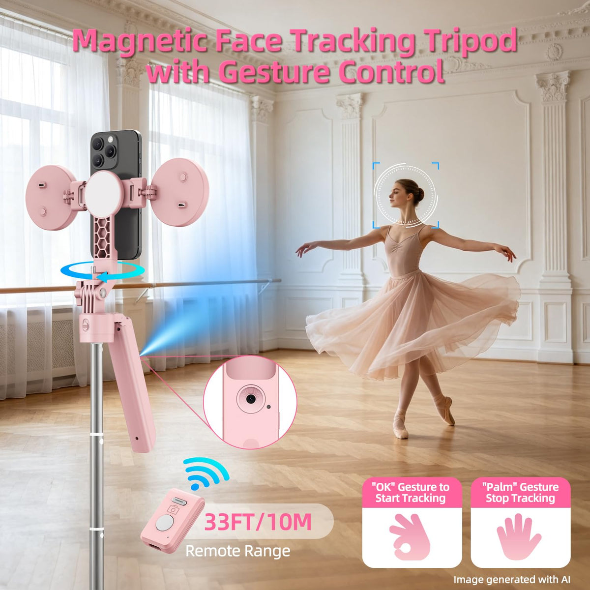 Pink Vlogging Kit for iPhone Android 71 Magnetic Auto Face - yAyusi Official Imagery - 4